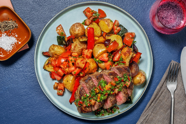 Bio-Rinderhüftsteak mit Petersilien-Chimichurri
