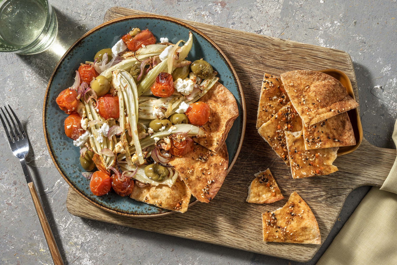 Finocchi gratin al formaggio greco e olive