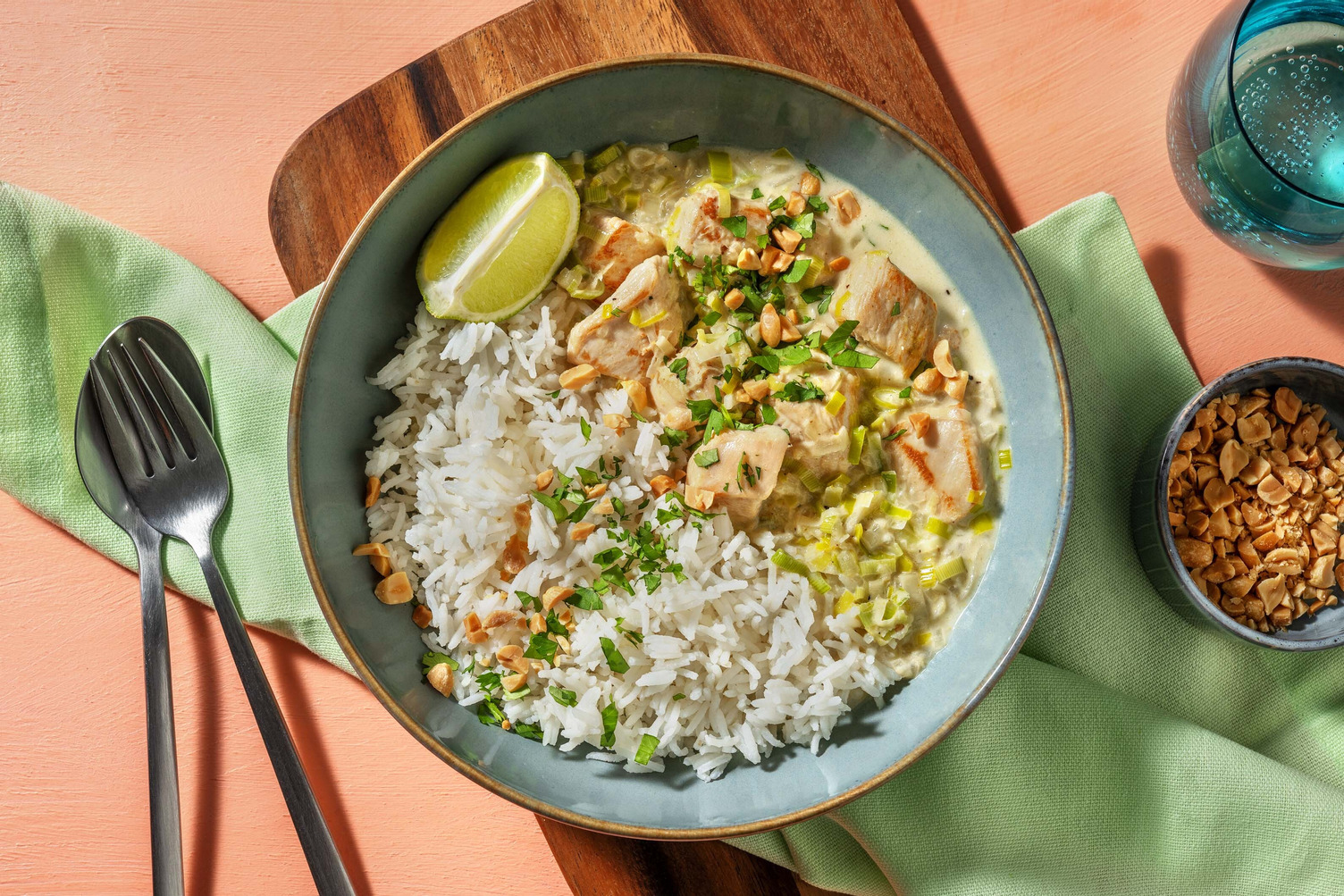 Le Végé : Curry vert thaï aux émincés vegan façon poulet