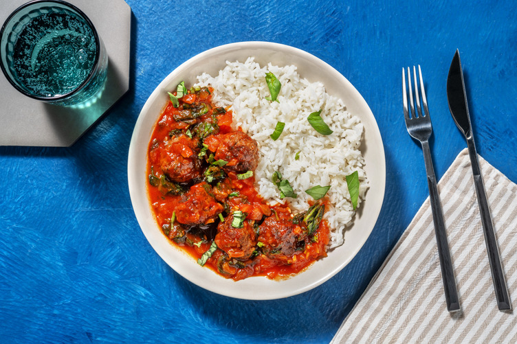 Meatballs in Spinach Tomato Sauce