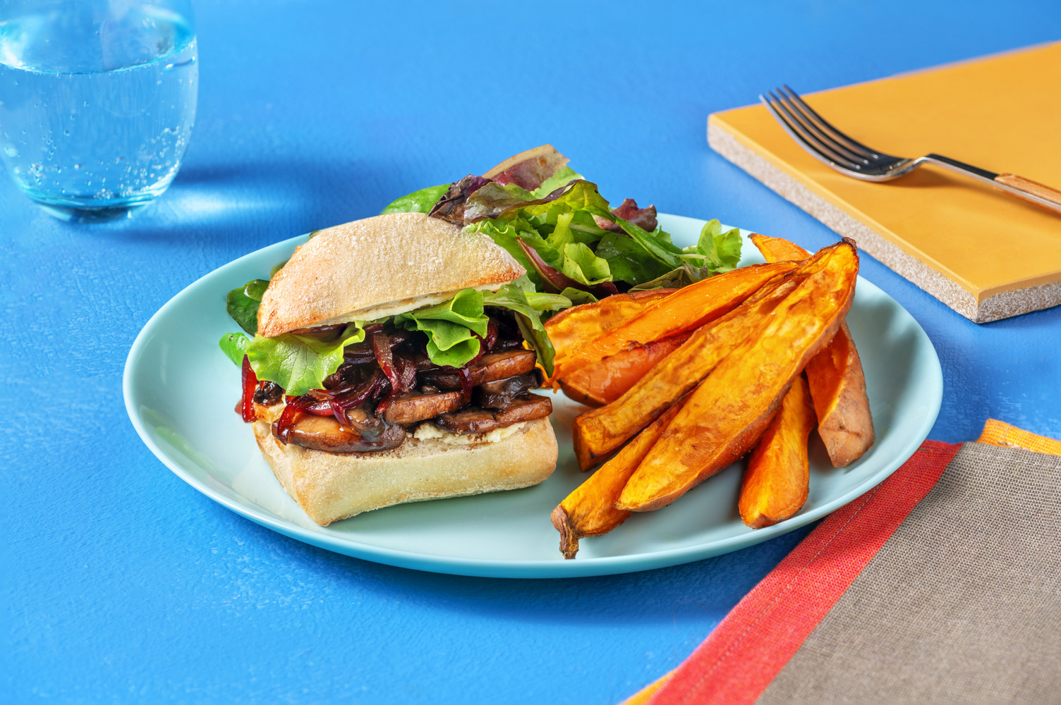 Hamburguesa de setas portobello y queso de cabra