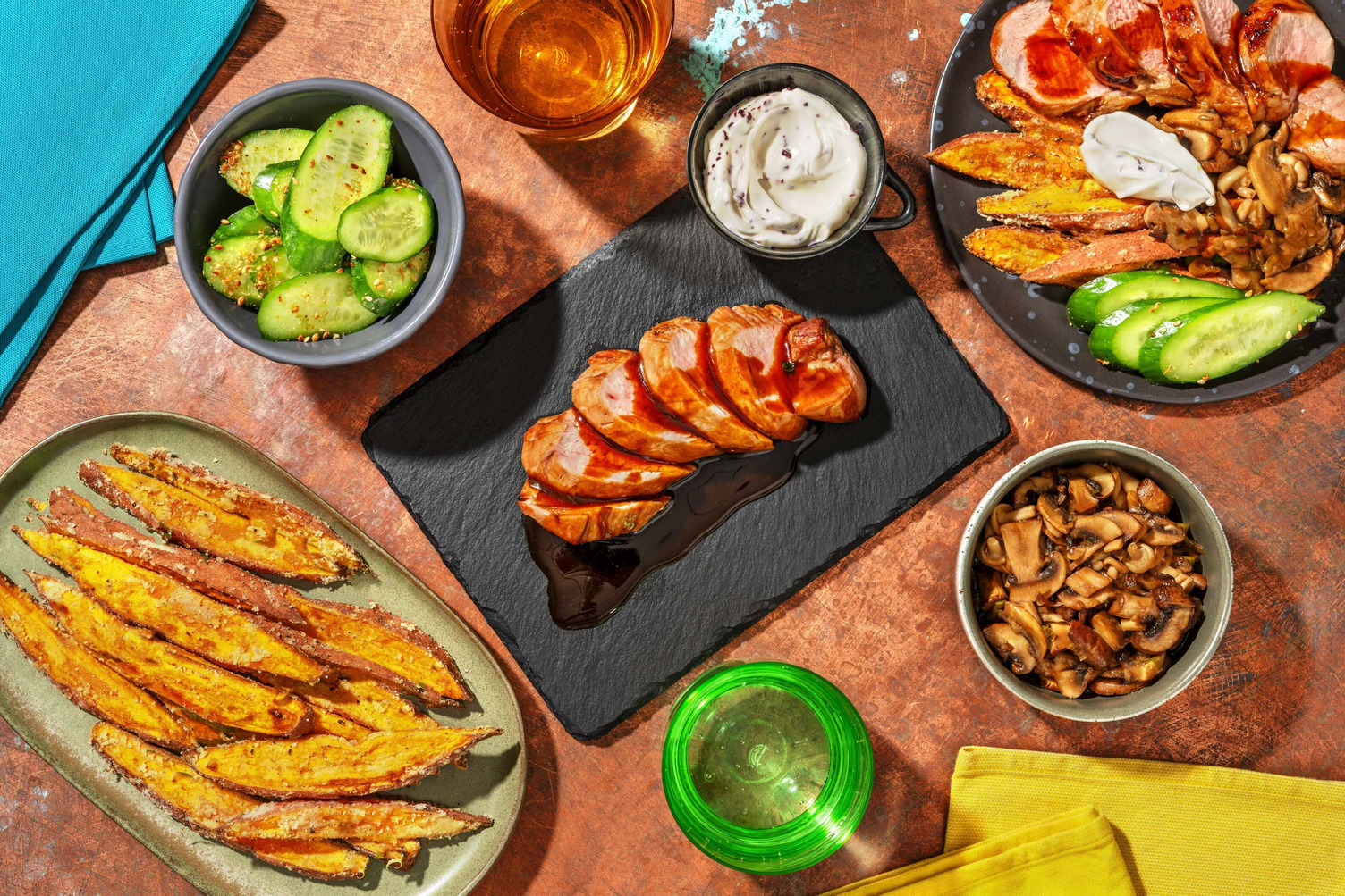 Japans gemarineerde varkenshaas met ponzu-kastanjechampignons