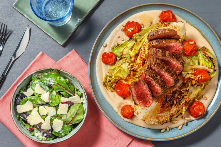 Ofen-Spitzkohl & extra Weiderindsteak