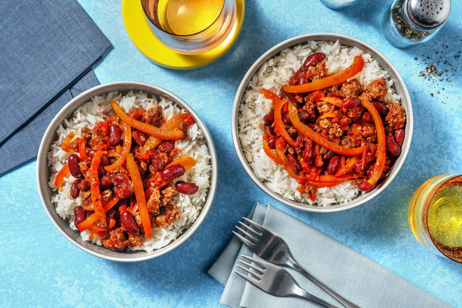 Quick Chilli Con Carne, Pepper and Spinach