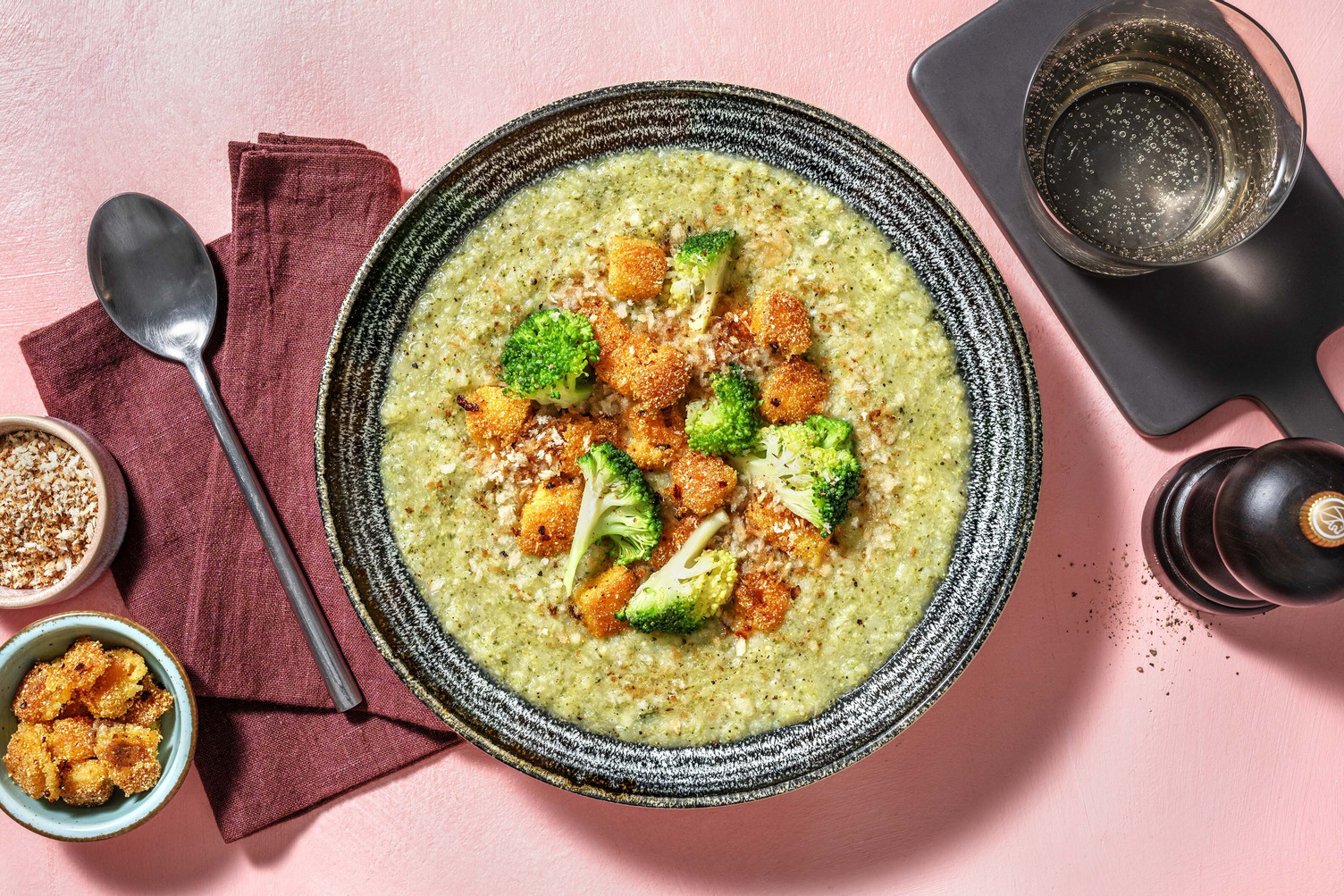 Crema di broccoli con polenta e alici