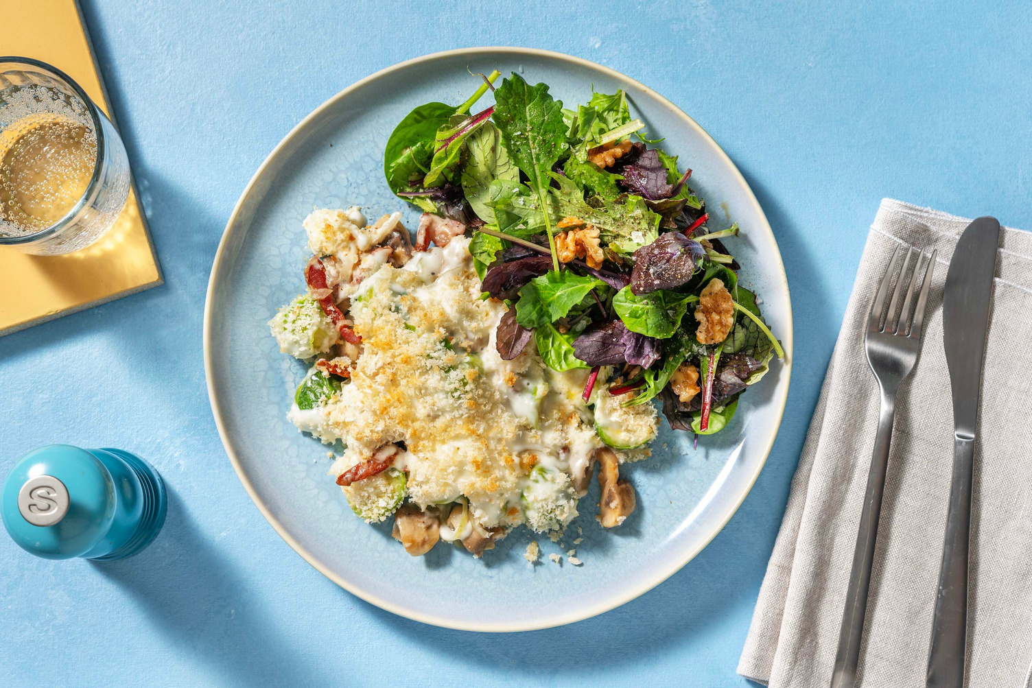 Gratin de choux de Bruxelles au lard