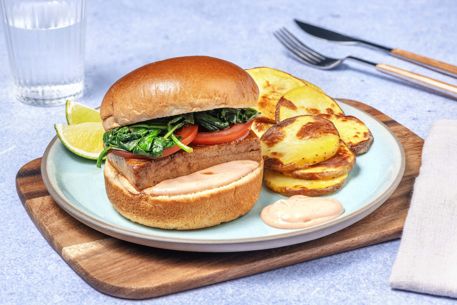 Tofu burger in salsa teriyaki