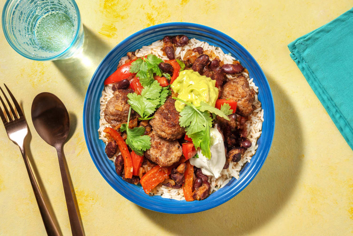 Burrito bowl express aux boulettes de viande