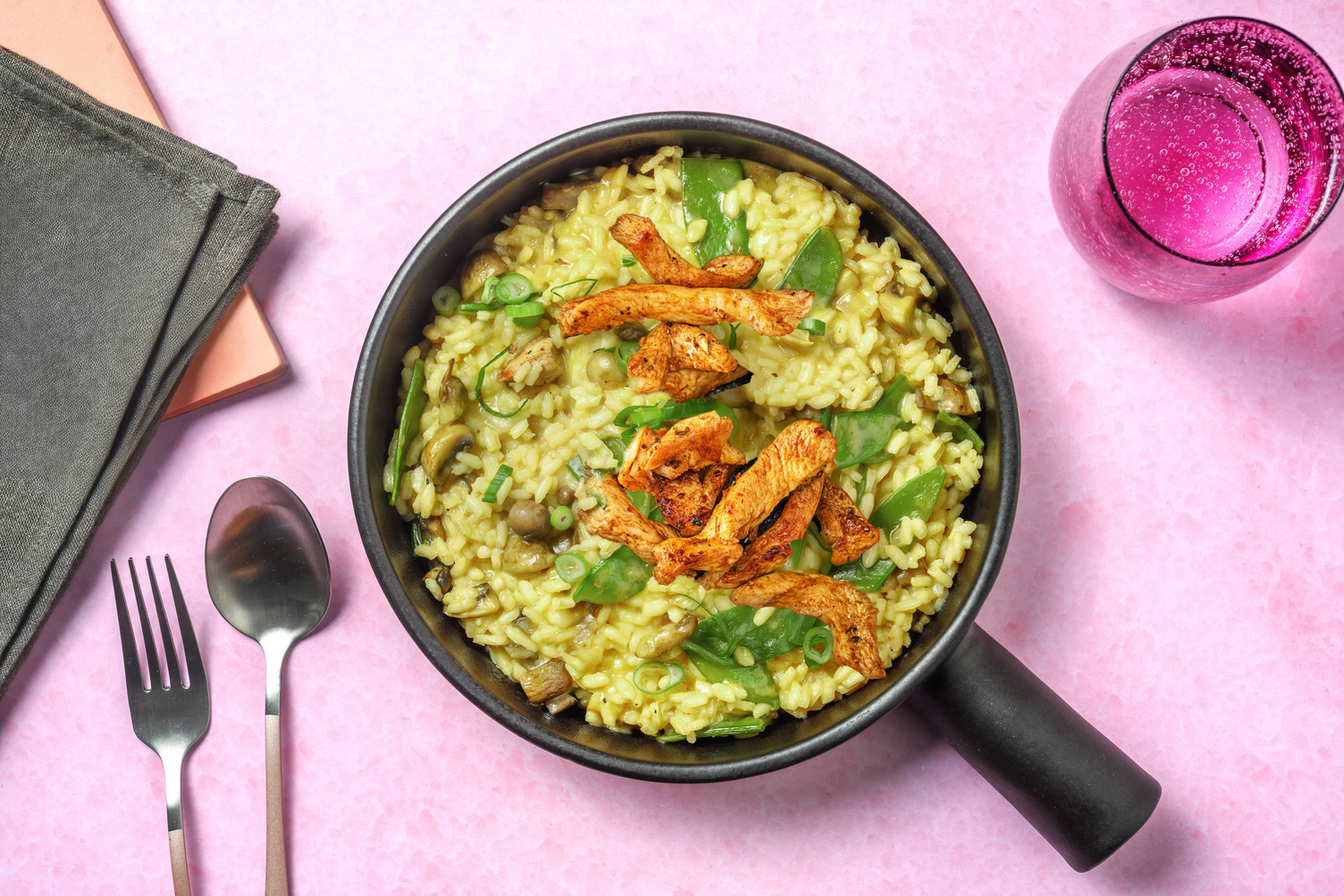 Thai-Curry-Risotto mit Bio-Hähnchenschenkel