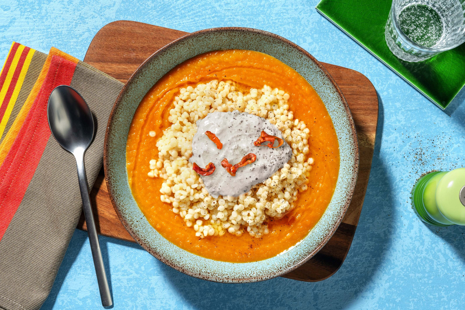 Crema di patate dolci con couscous perlato