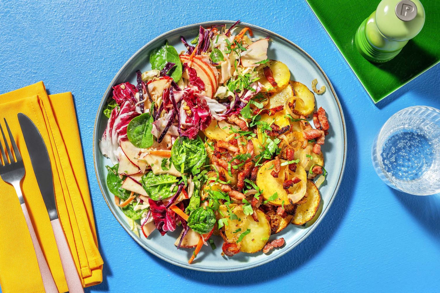 Pommes sautées & lardons à l'allemande