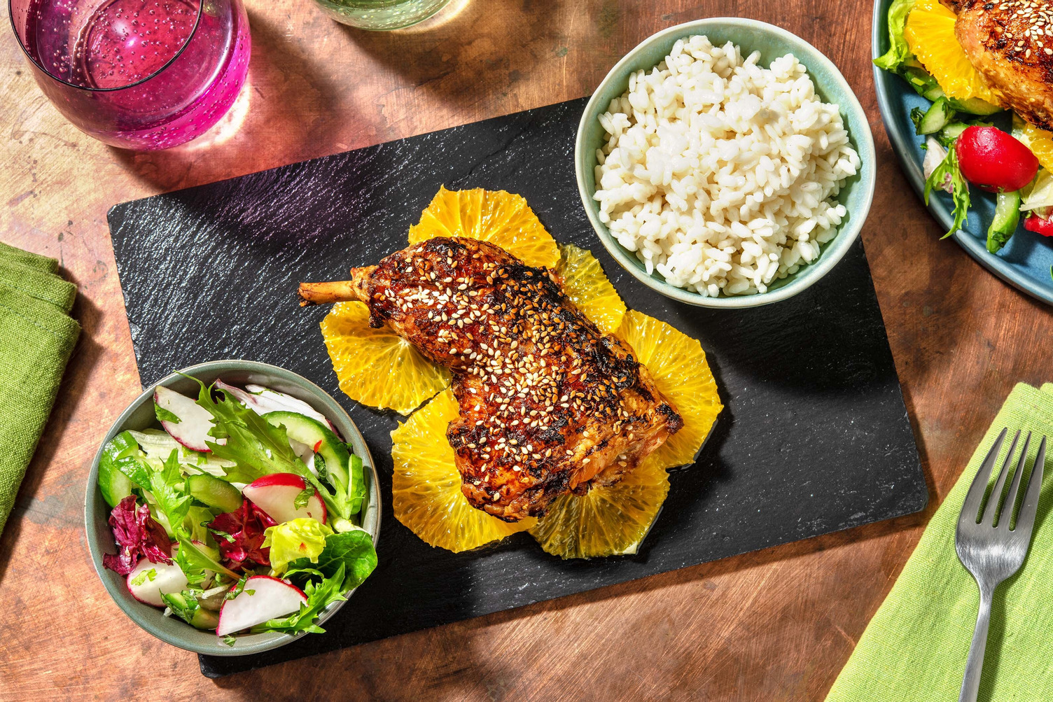 Cuisse de poulet confite croustillante laquée au ketjap
