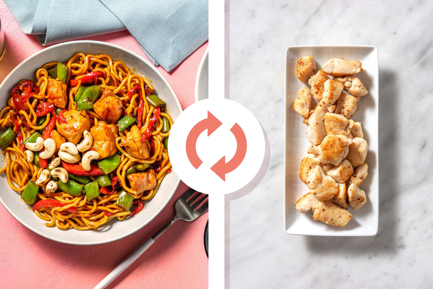 Stir-Fried Hoisin Diced Chicken Breast Noodles