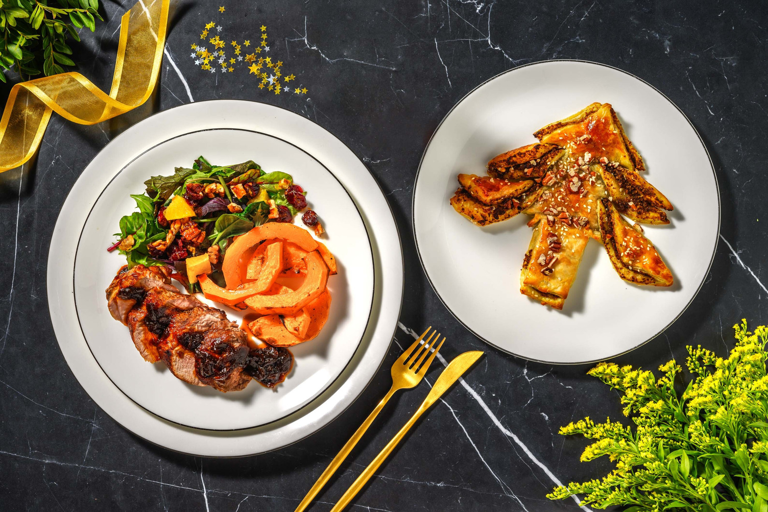 Filet mignon, sauce à l'oignon & sapin feuilleté