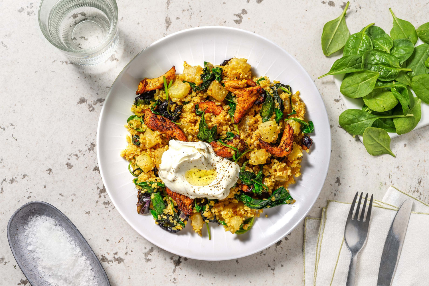 Gyros de poulet au boulgour épicé