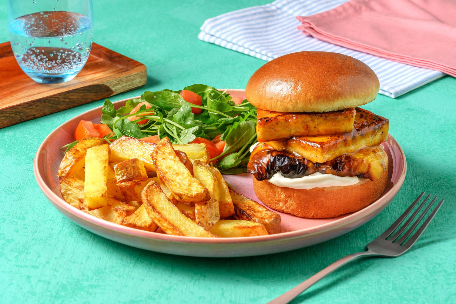 Sweet Chilli Tofu and Roasted Pepper Burger