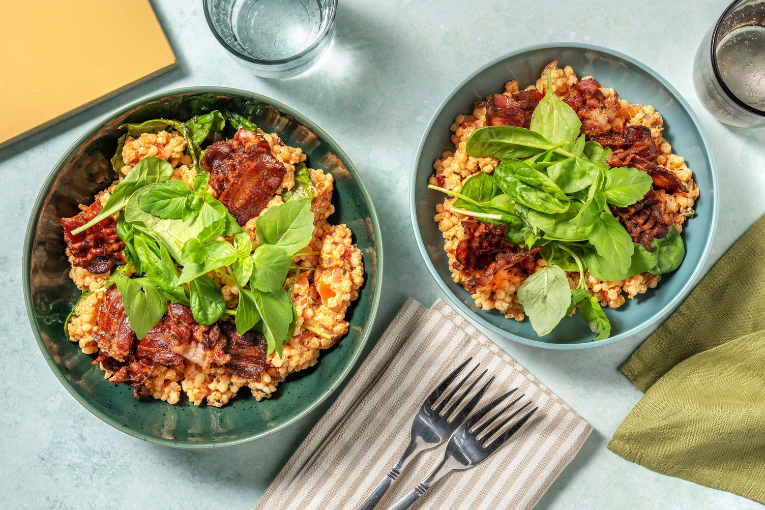 Crispy bacon pearl couscous
