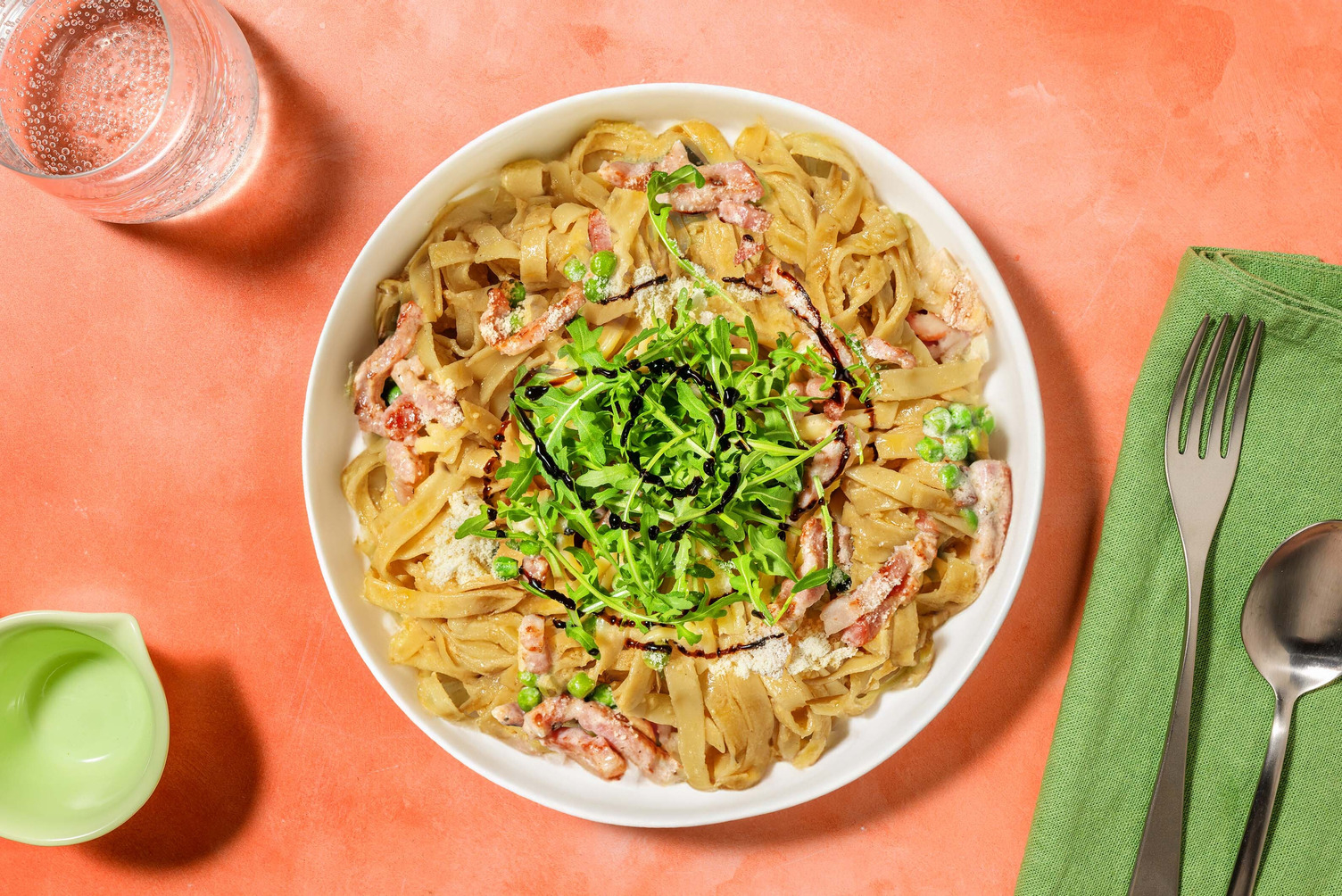 Fresh Tagliatelle in Creamy Bacon Sauce