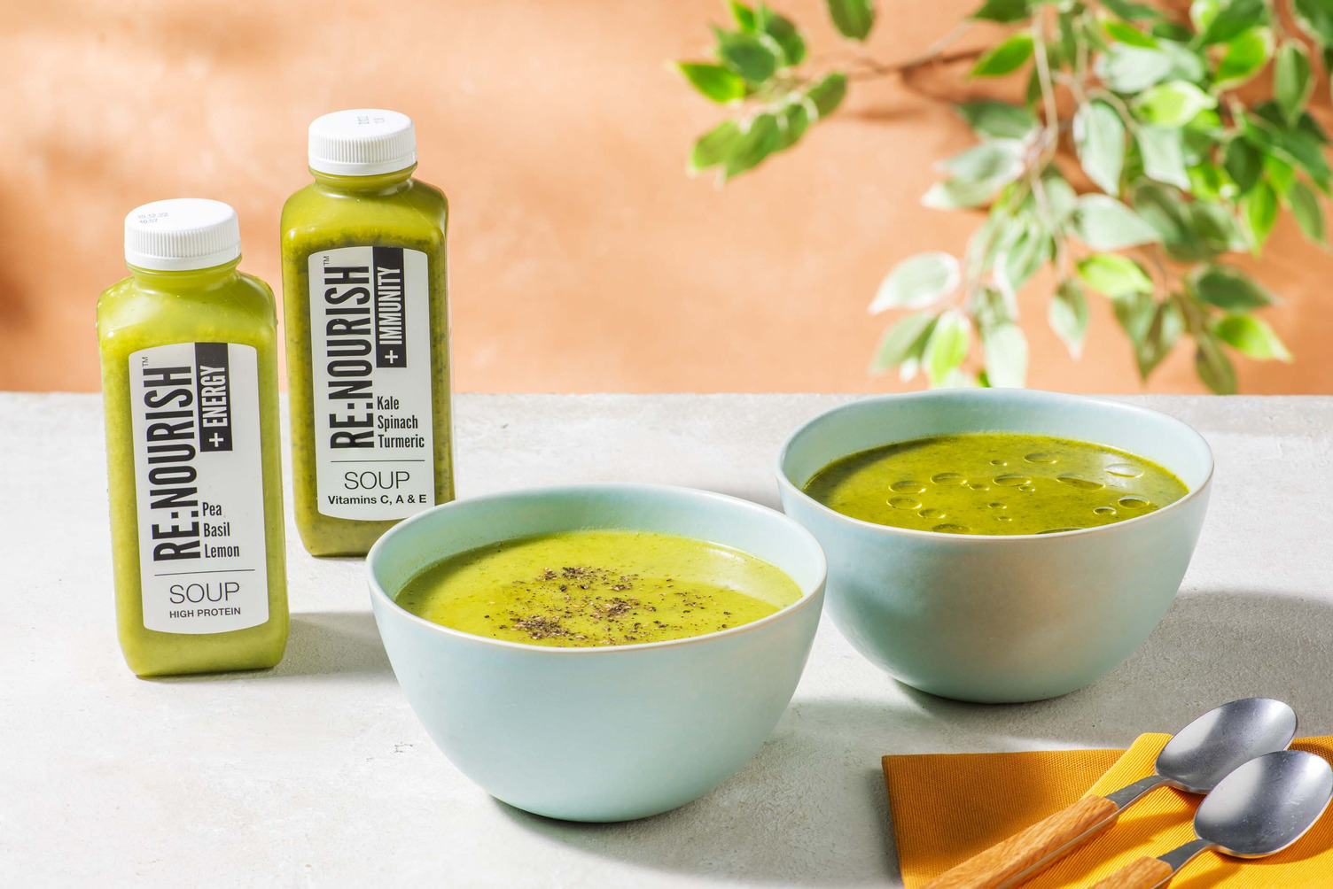 Re:Nourish Immunity - Kale, Spinach and Turmeric Soup and Re:Nourish Energy - Pea, Basil and Lemon Soup Variety Bundle