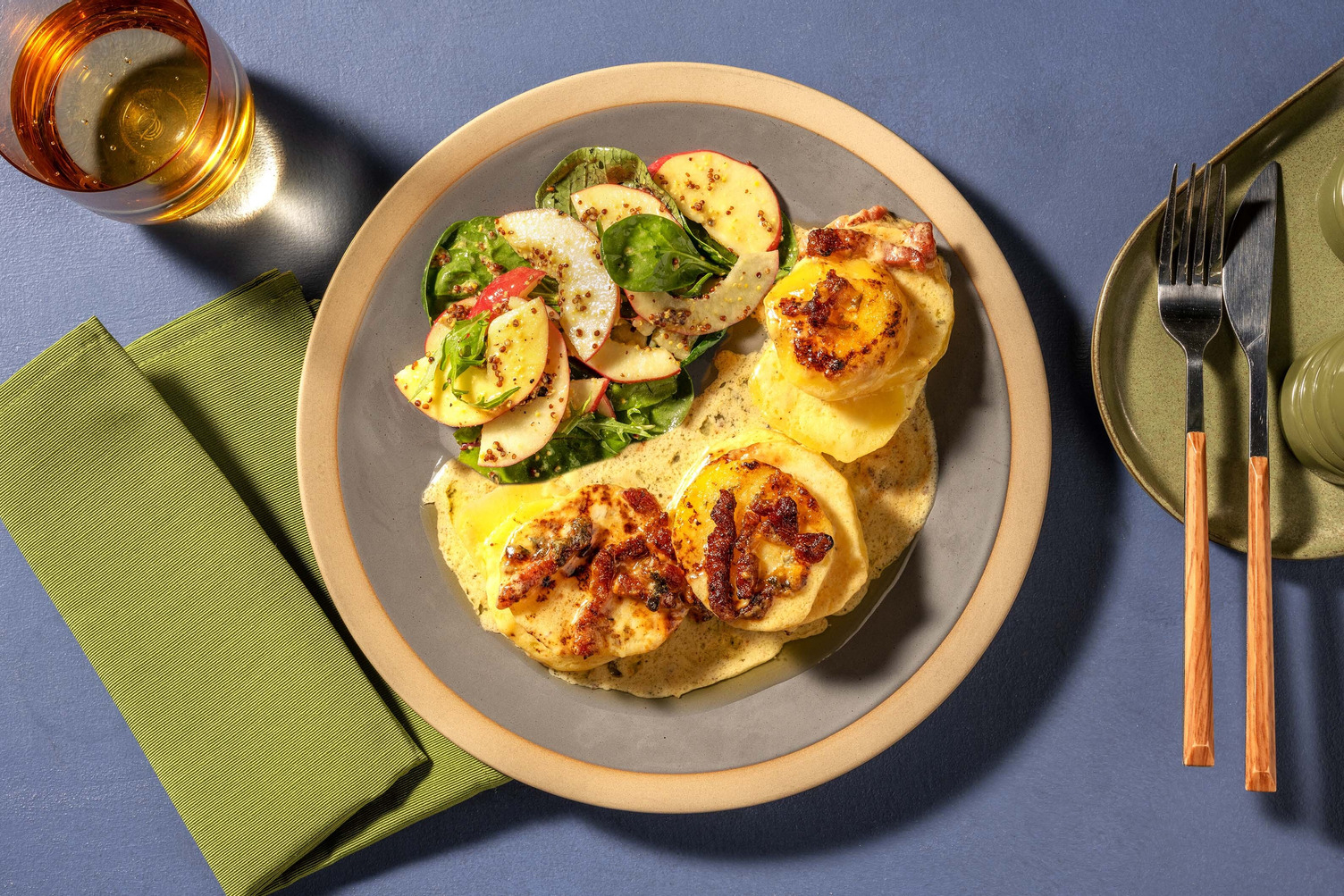 Blue Cheese, Cheddar and Bacon Gratin