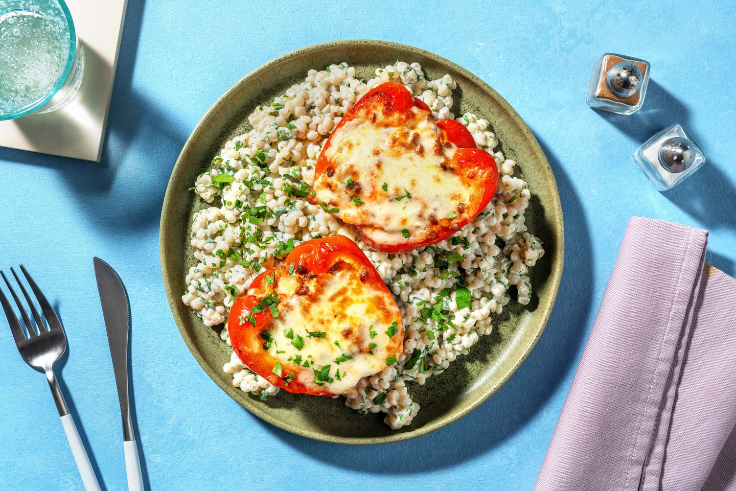 Cajunkrydrede linser i fylt paprika