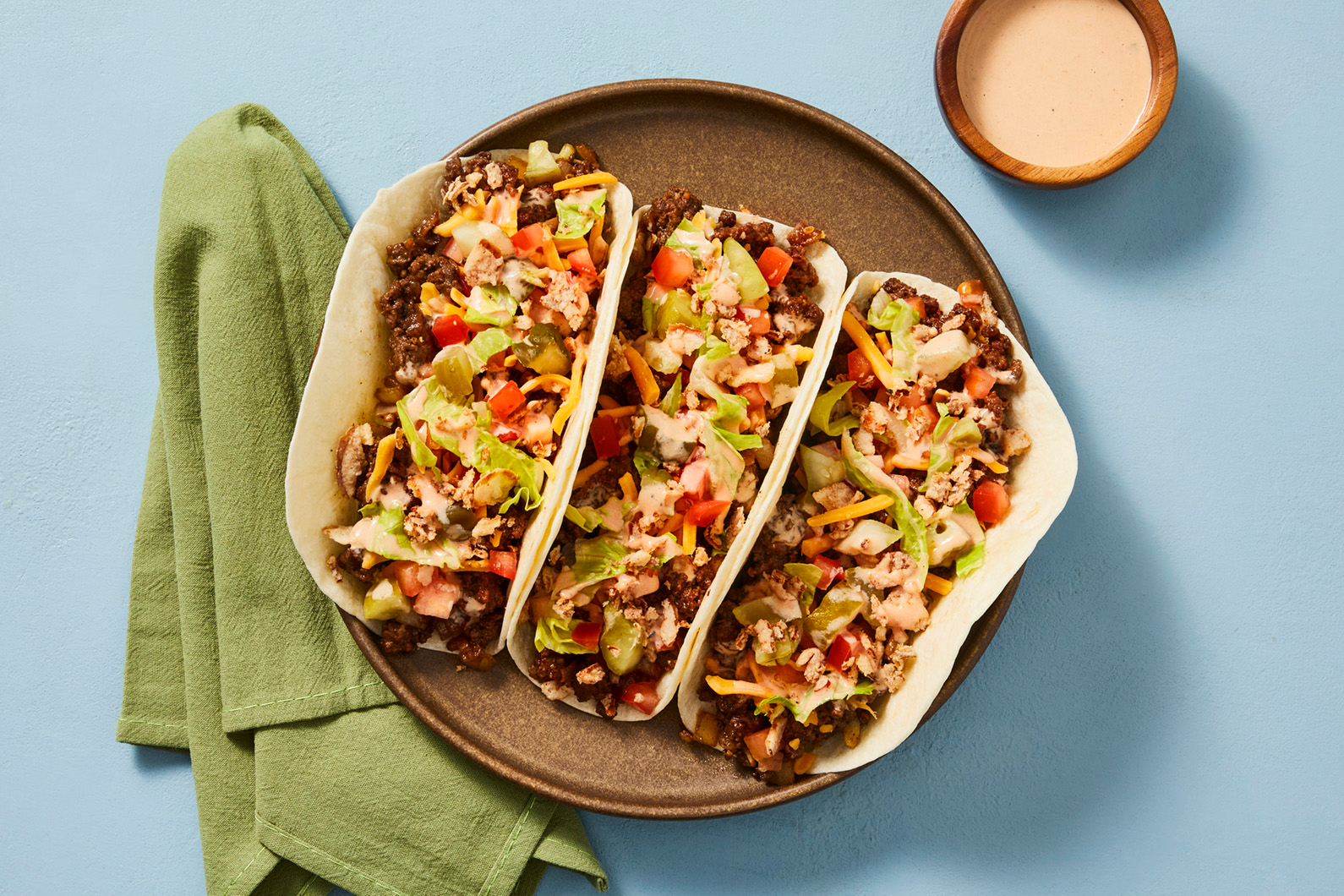 Tacos de bœuf façon burgers au fromage