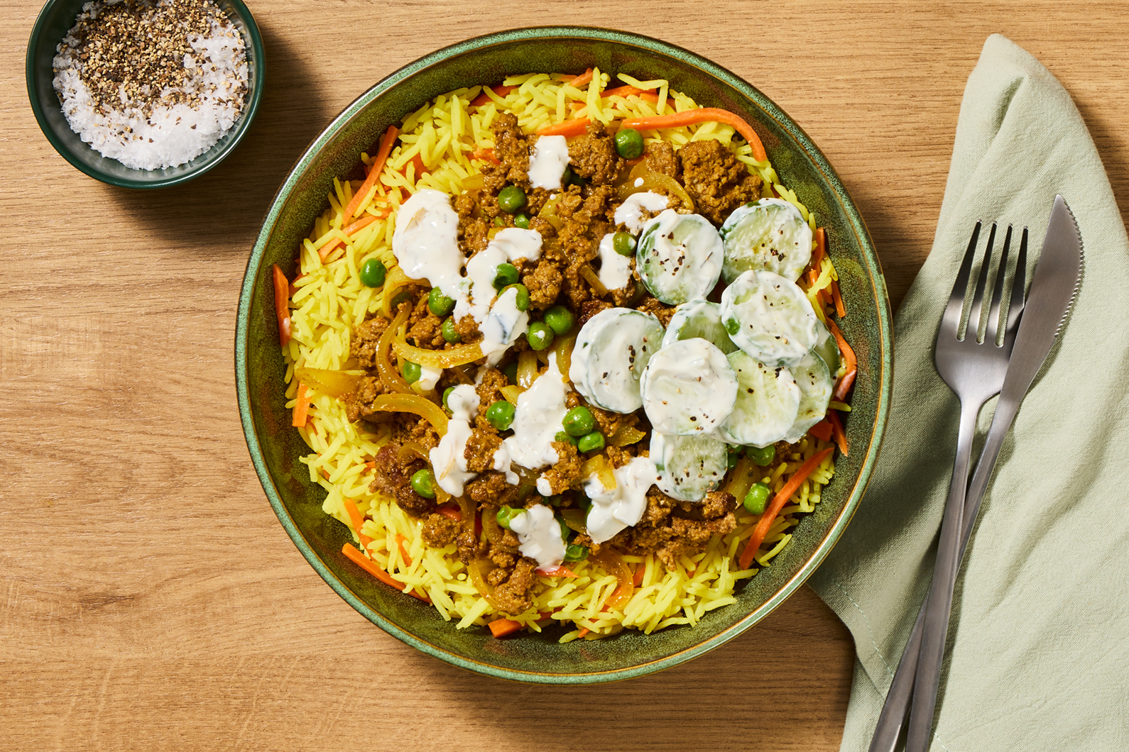 SuperQuick Indian Beef Curry with Creamy Cucumbers