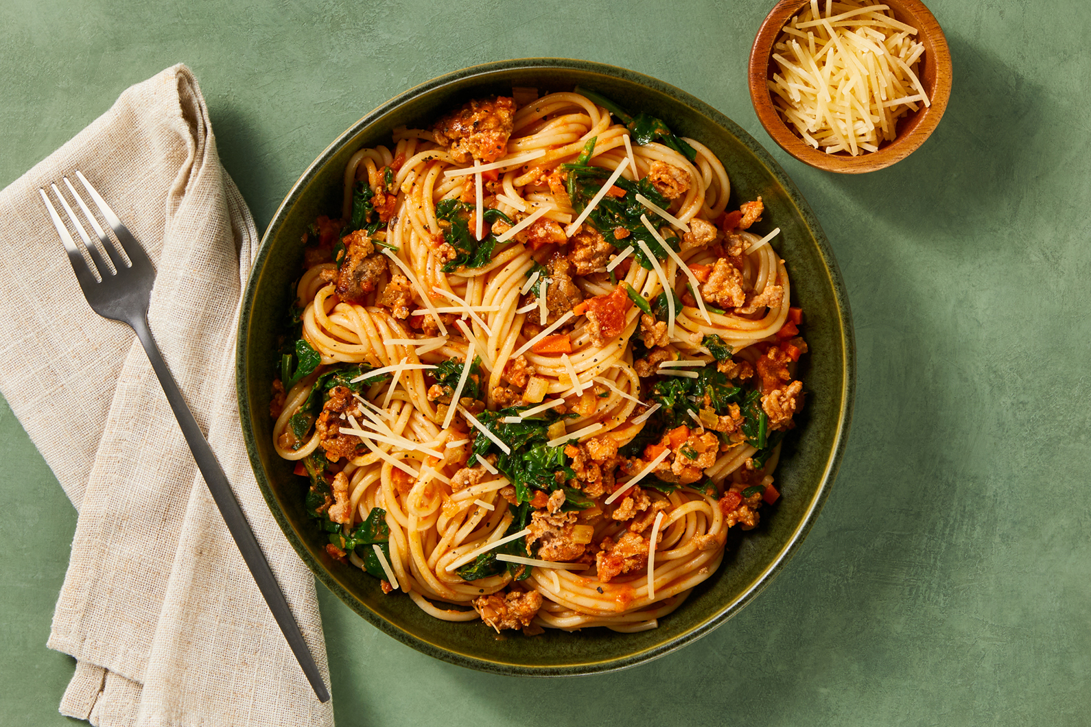 Spaghettis crémeux à les Impossible® galettes de burger
