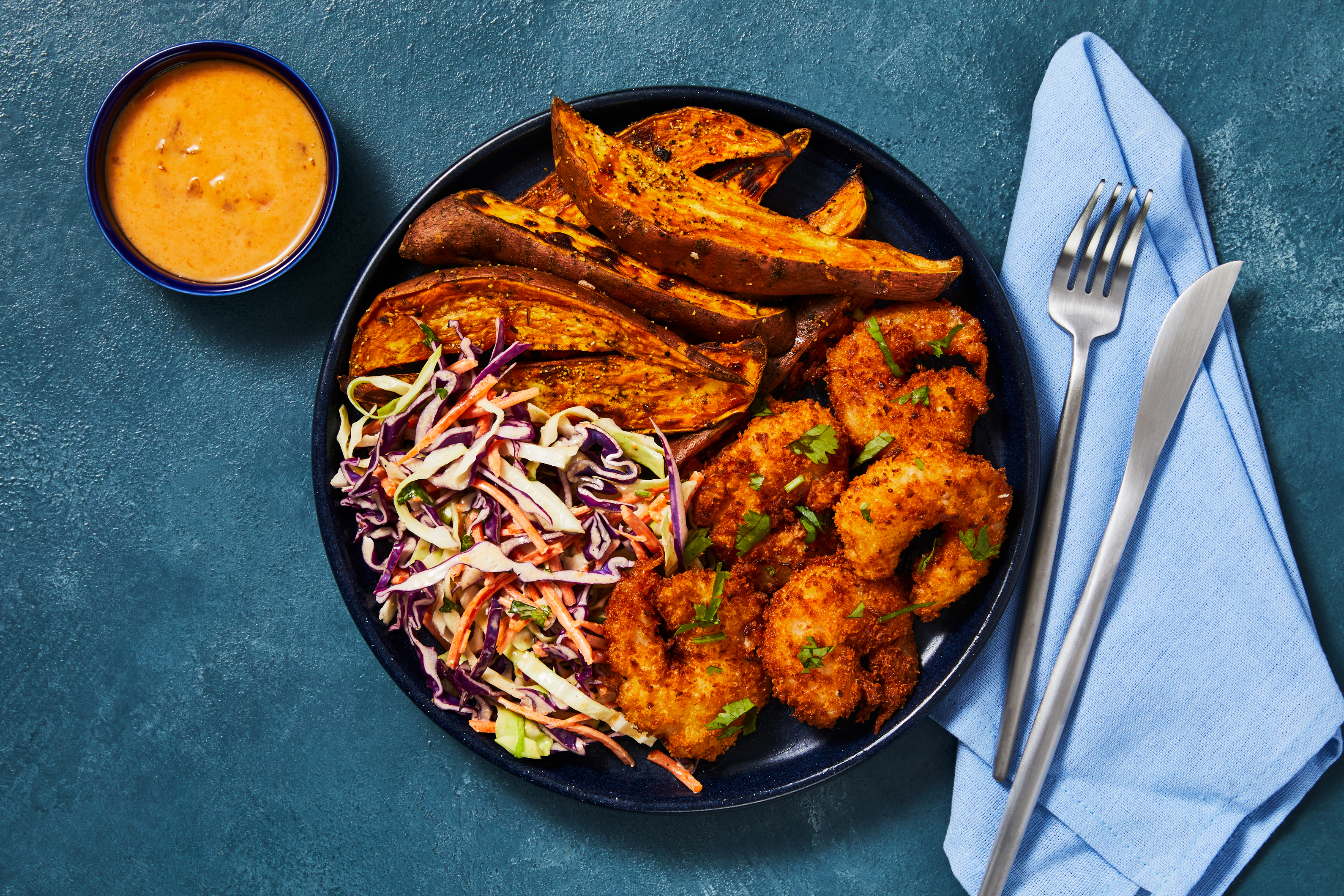 Jumbo Coconut Shrimp and Cilantro-Slaw
