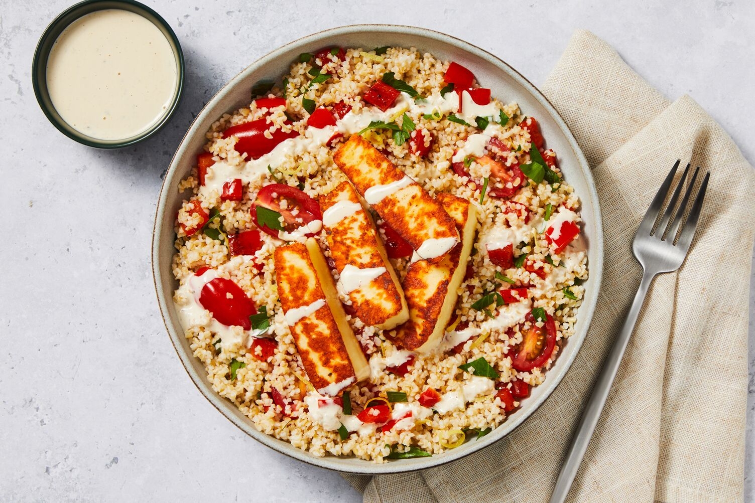 Chicken and Halloumi and Tabbouleh Bowls