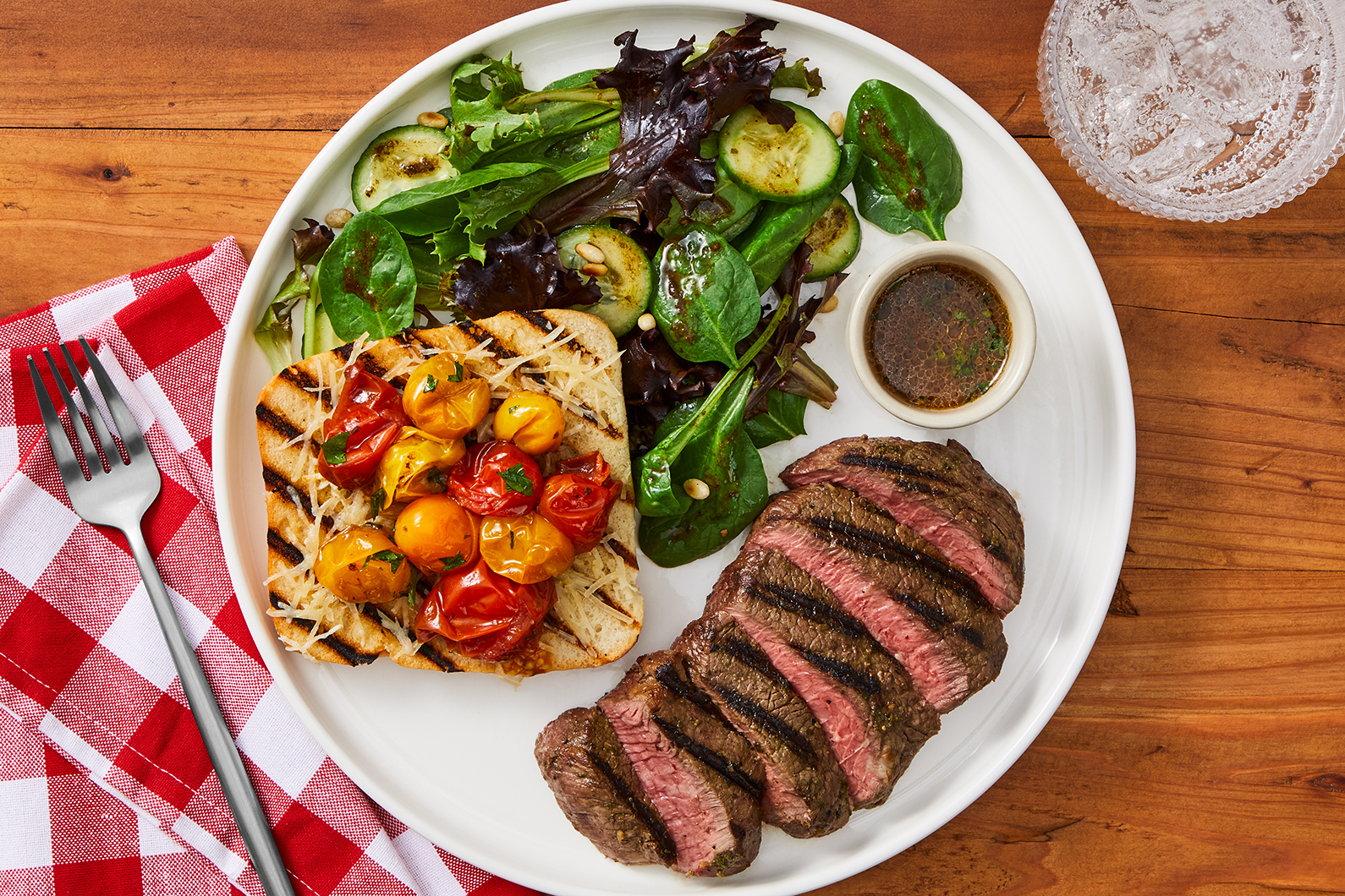 Pesto Grilled Tenderloin Steak with Cheesy Bruschetta Toast