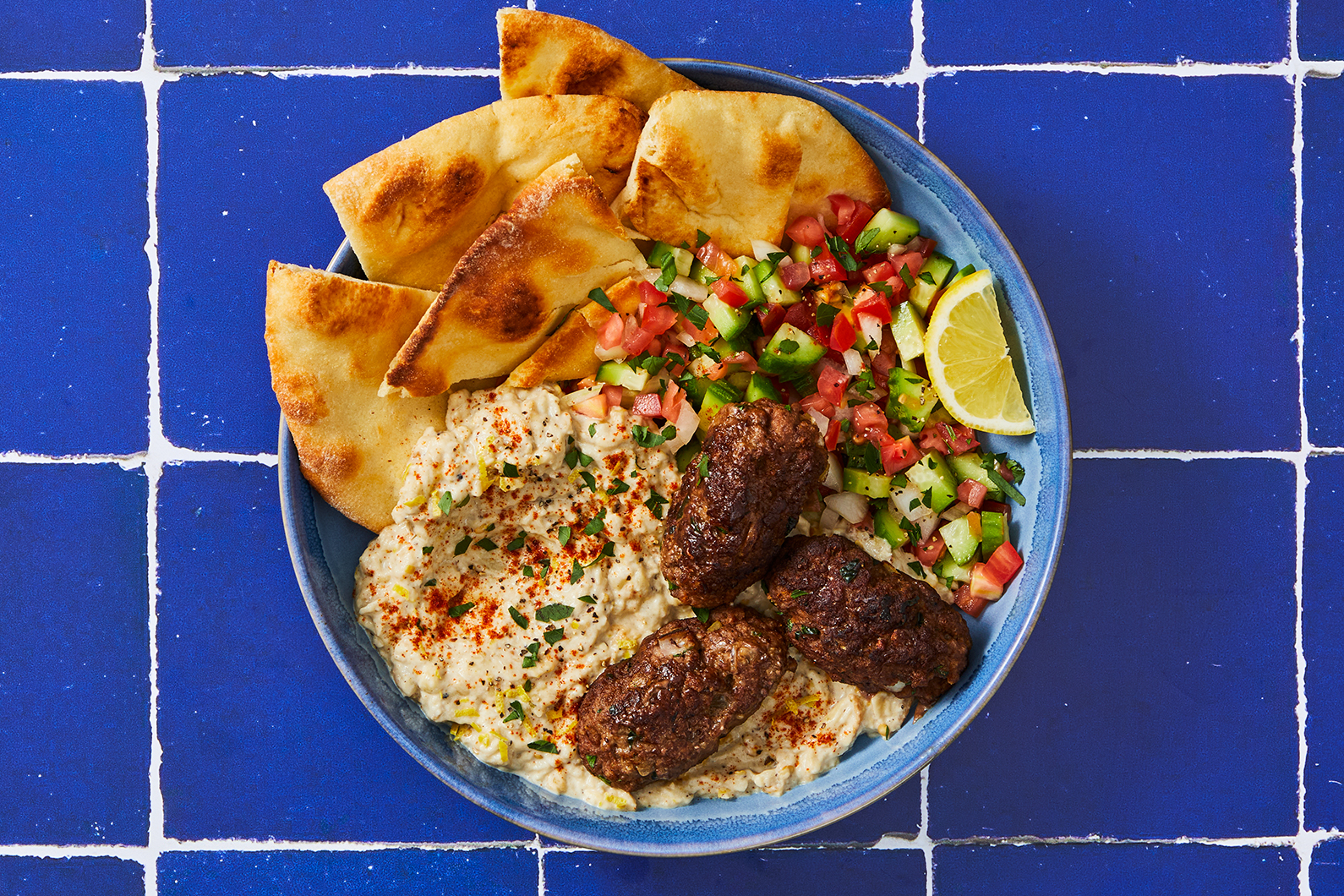 DIY Baba Ganoush and Beef Kofta