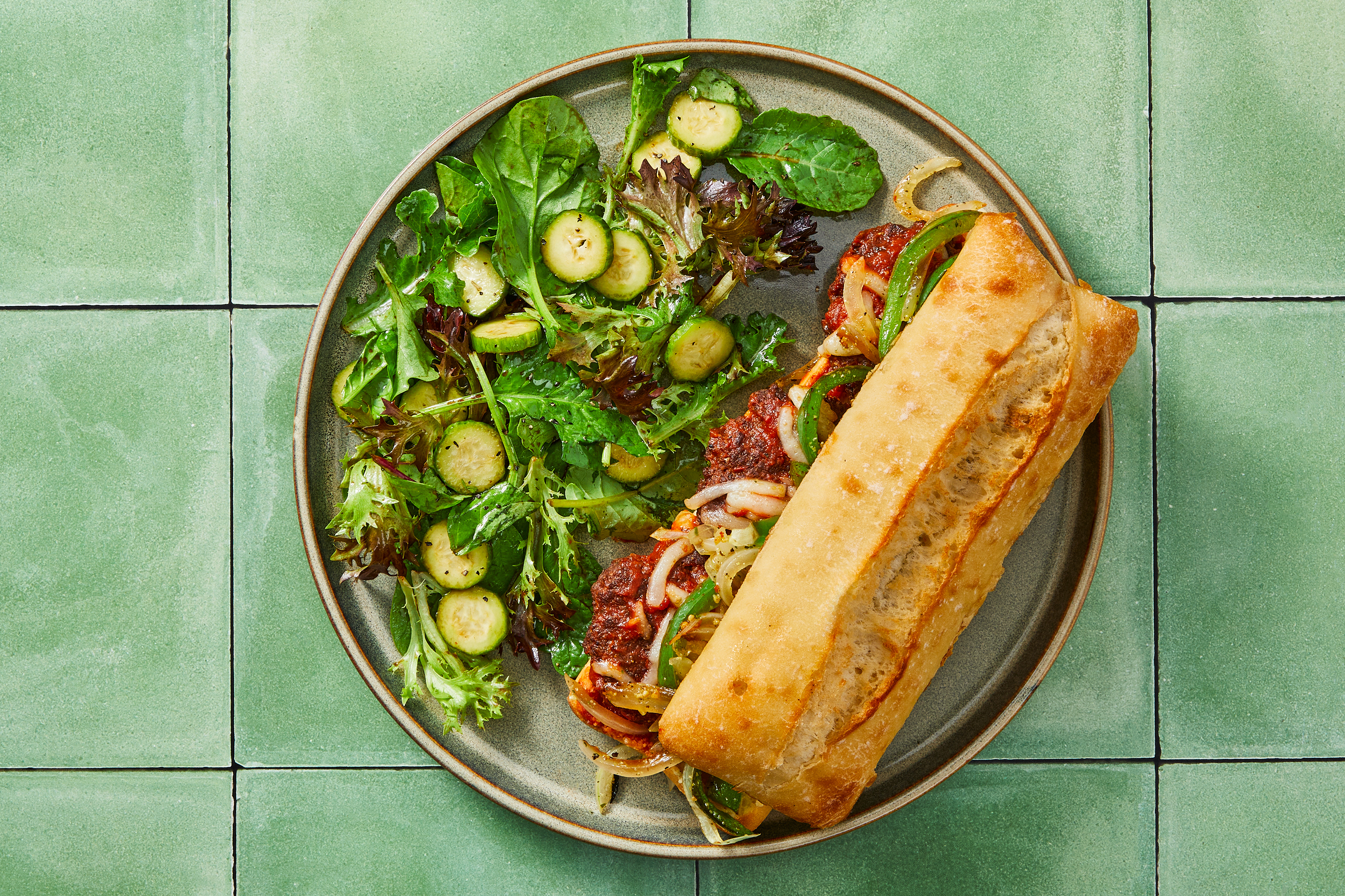 Prep and Bake Cheesy Turkey Patty Subs with Roasted Peppers