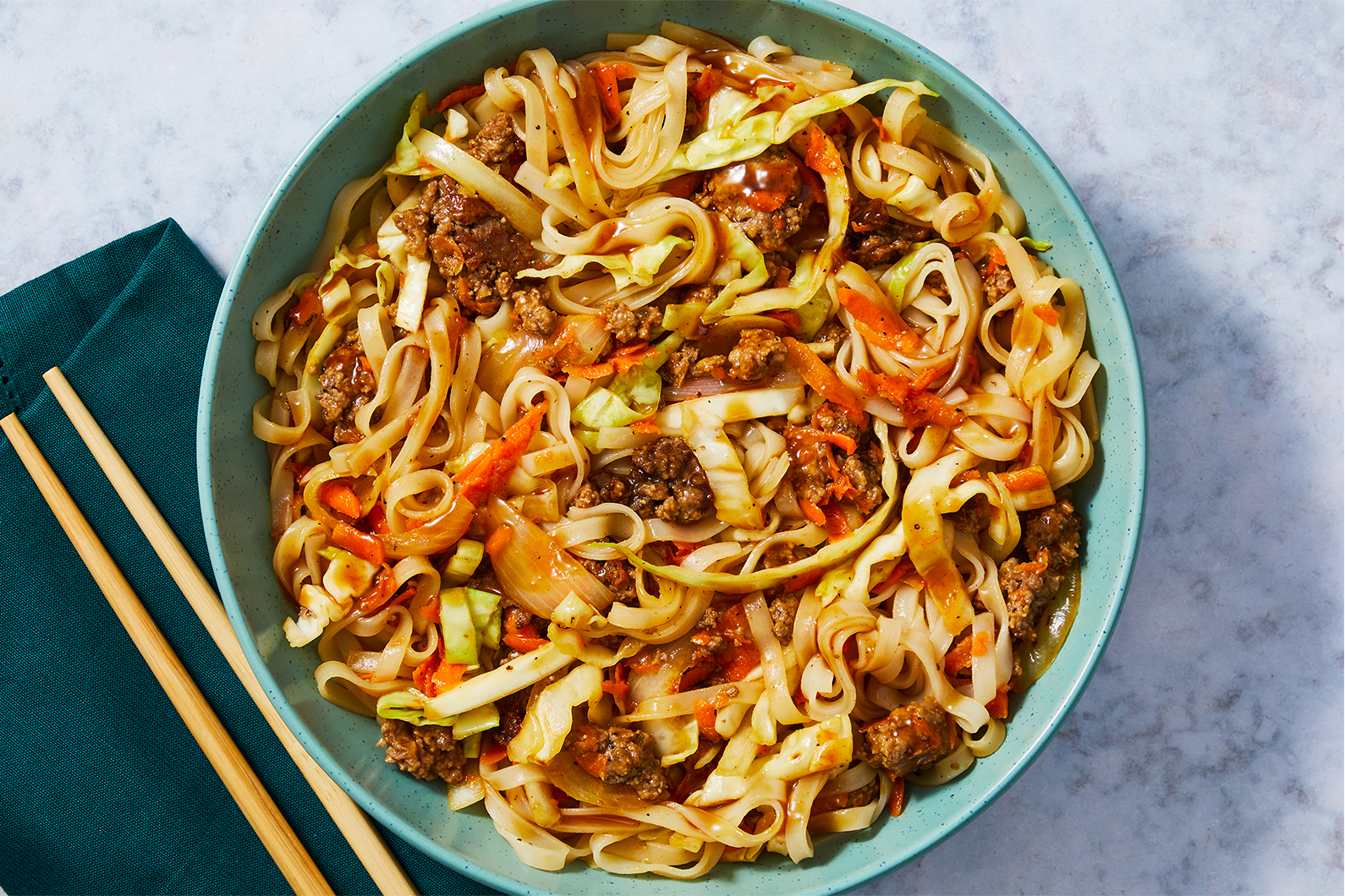 Hoisin-Sesame Beef and Rice Noodle Stir-Fry