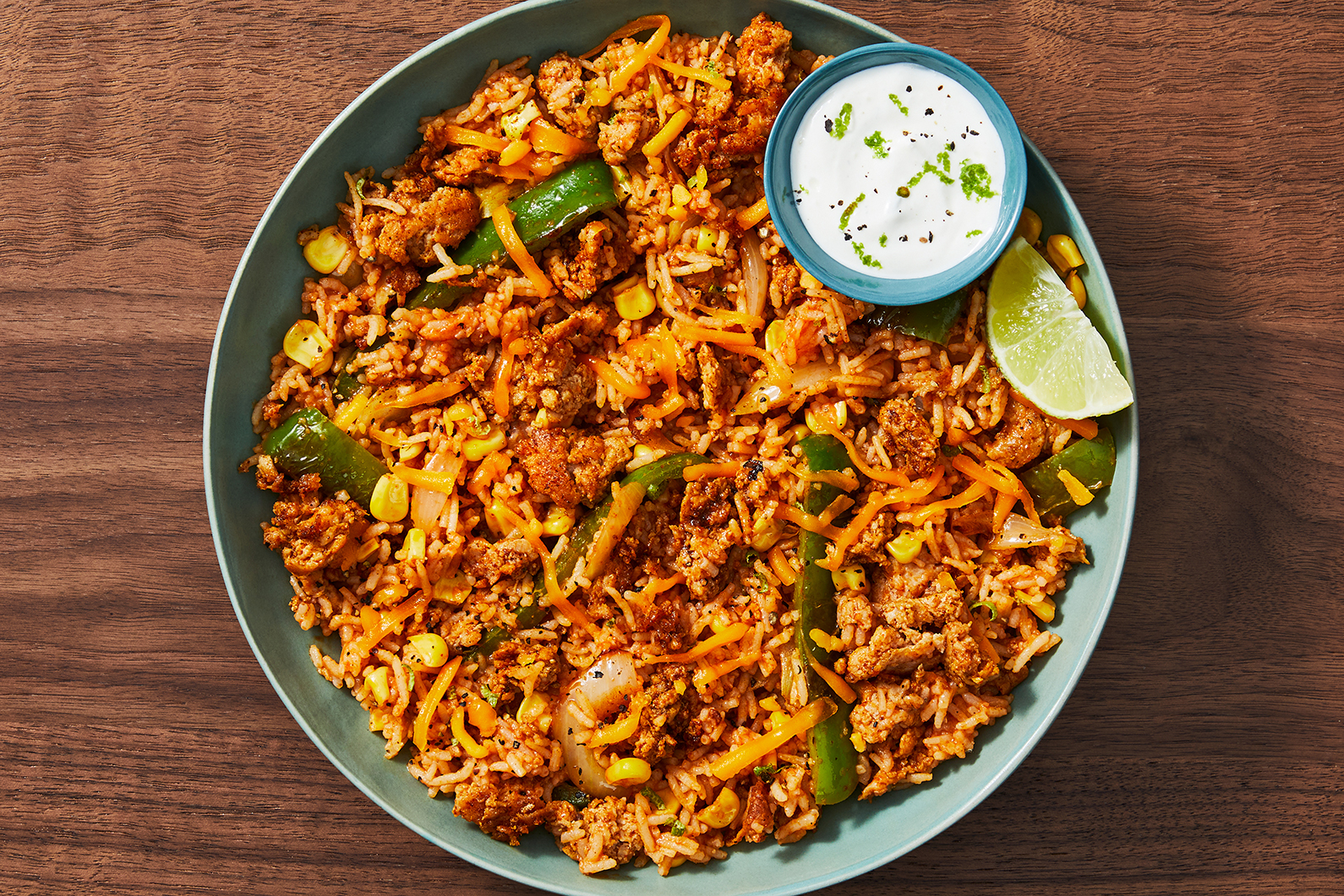 Tout-en-un : Riz au poulet et au fromage façon fajitas
