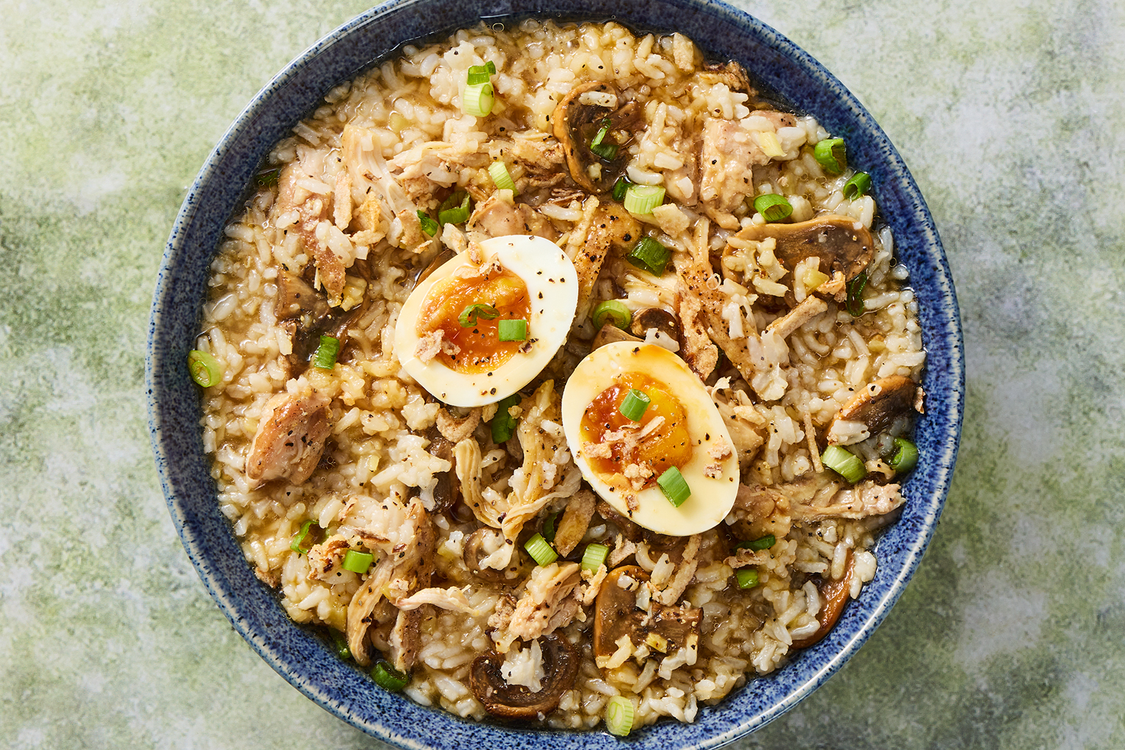 DIY Sesame Chicken-and-Mushroom Congee