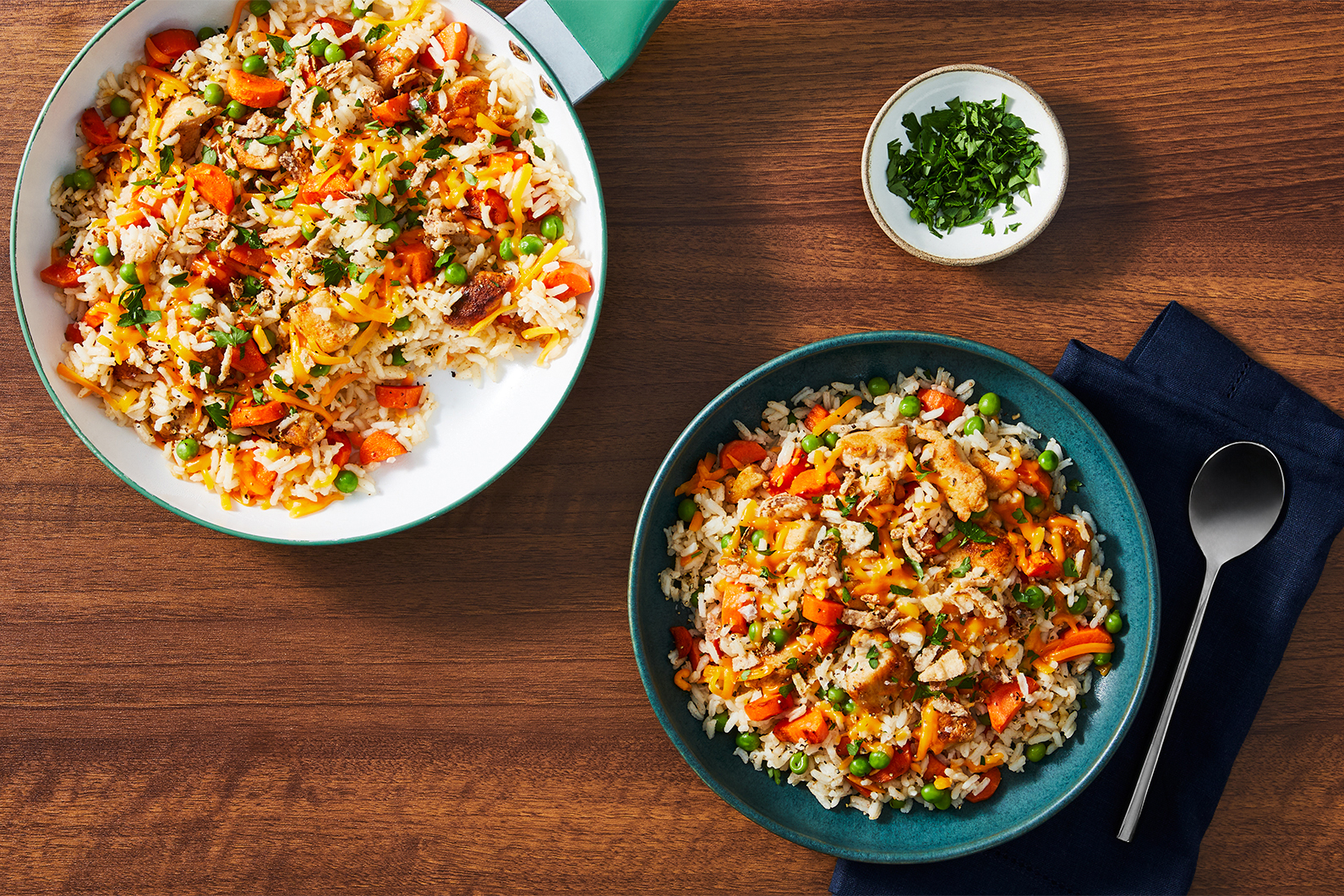 Tout-en-un : Riz au poulet et au fromage