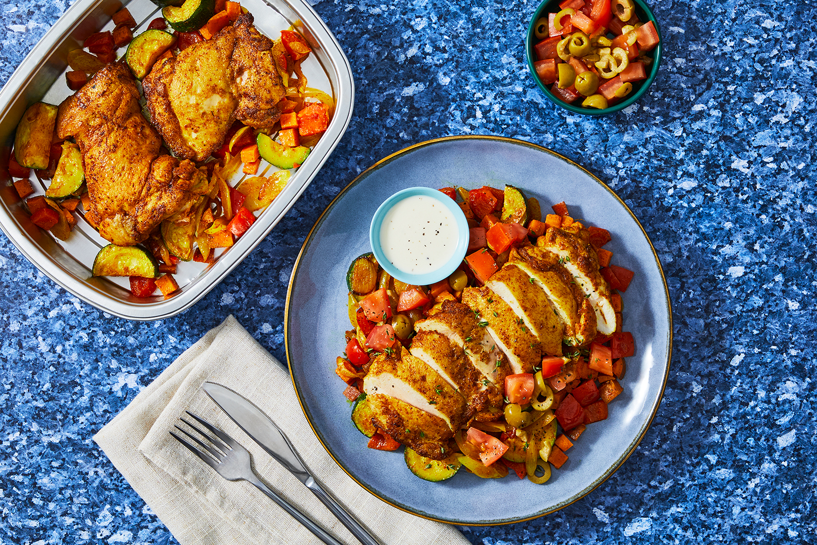 Chicken Shawarma with Veggies and Garlic Toum