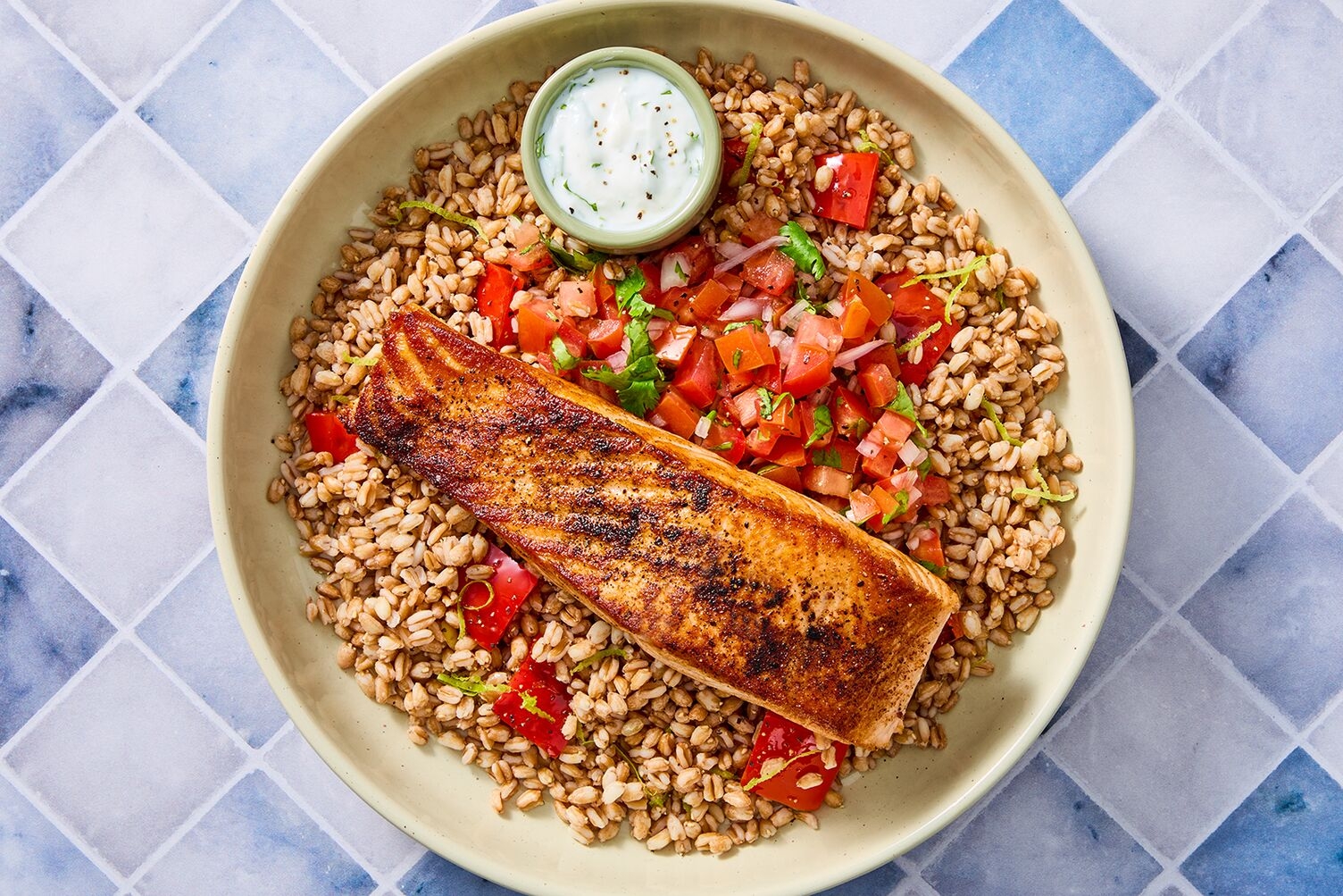 Chipotle Salmon and Farro Bowls