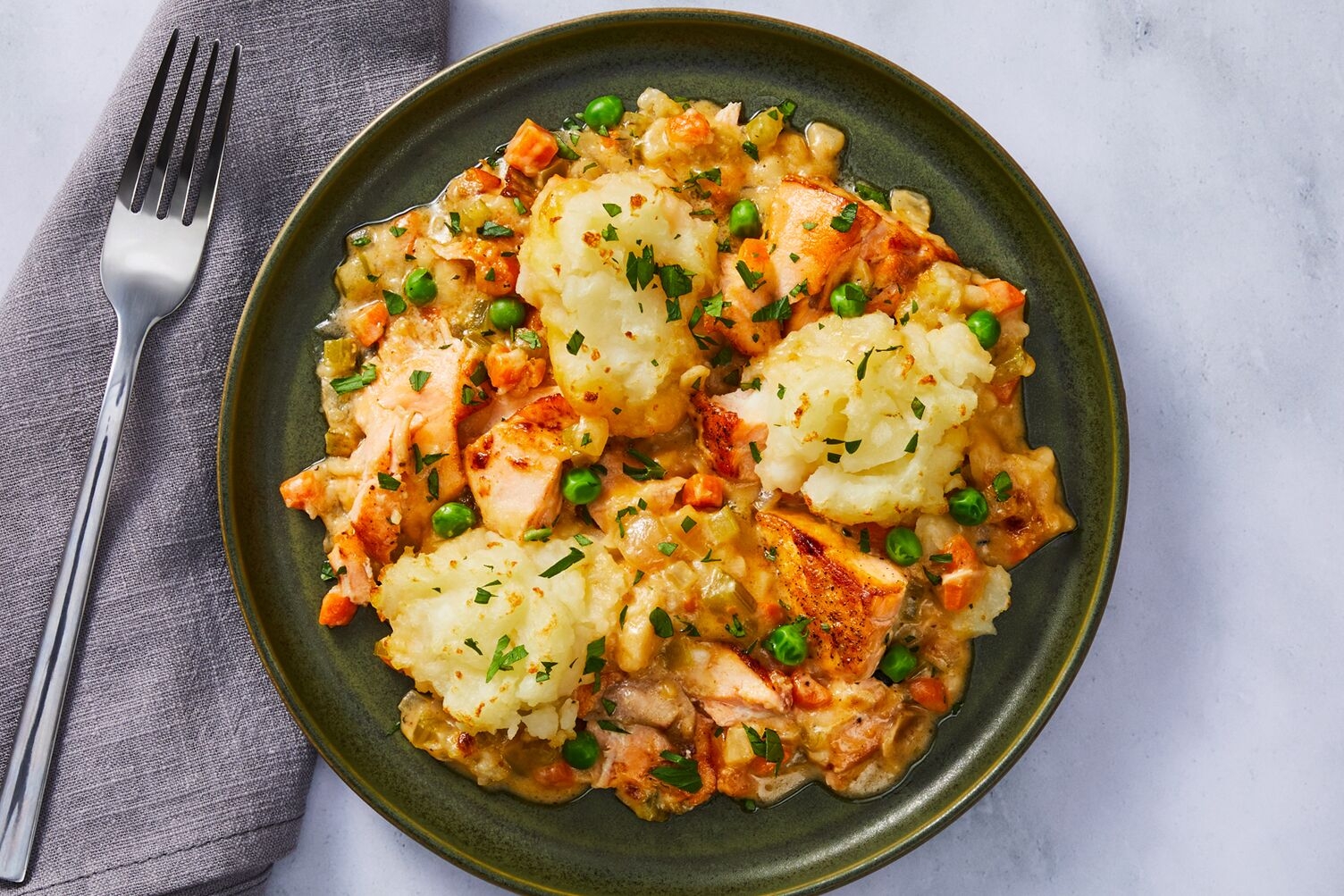 Mashed Potato-Topped Double Salmon Pie