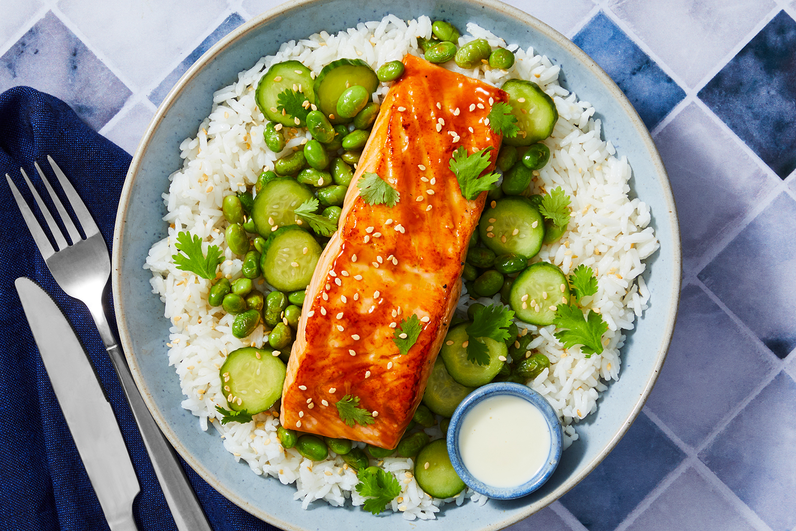 Bols de riz au double saumon teriyaki