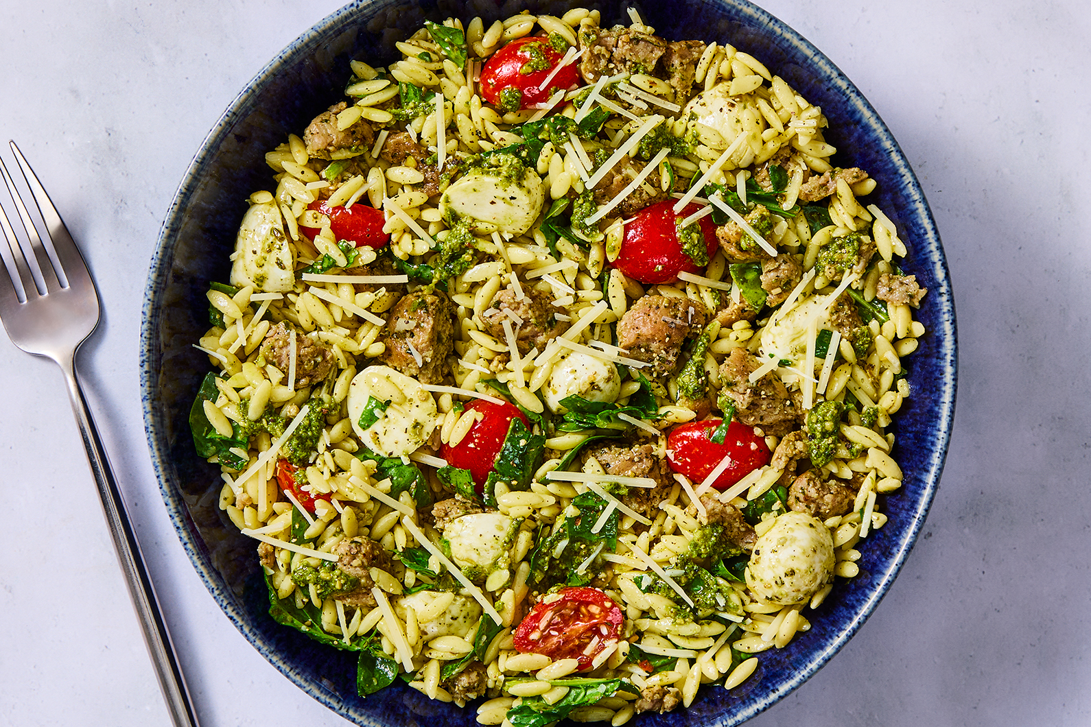 Caprese Sausage and Orzo salad
