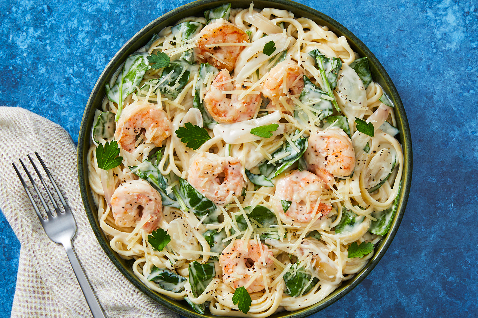 One Pot Creamy Shrimp Linguine
