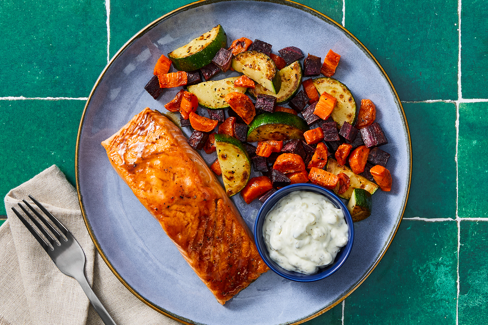 Sheet Pan Salmon and Rainbow Veggies