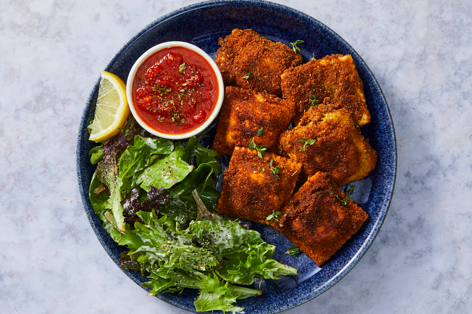 Crispy Crumbed Mushroom Ravioli