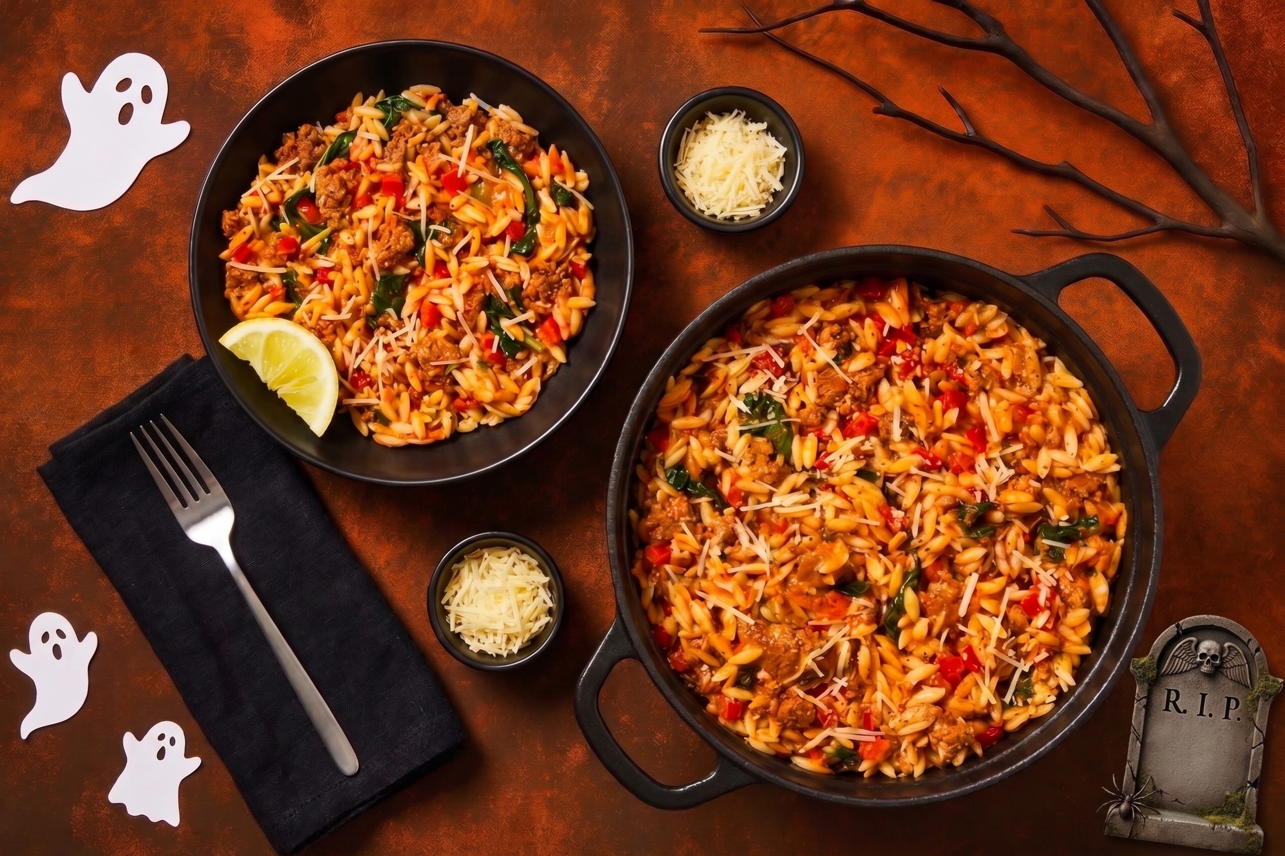 Tout-en-un : Orzo à l'Impossible® et au pesto de tomates à l’ail