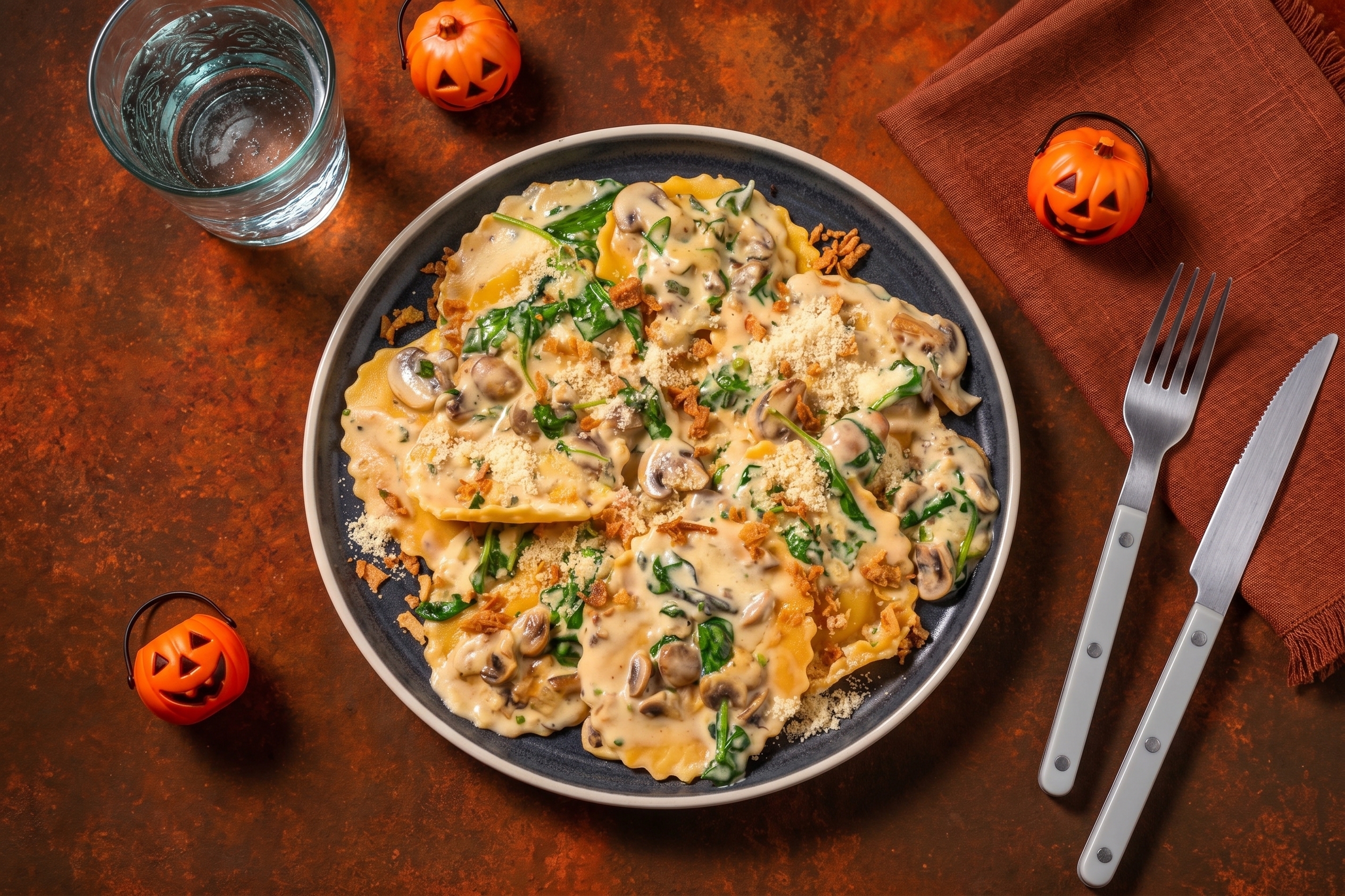 SuperQuick Spooky Creamy Butternut Squash Ravioli