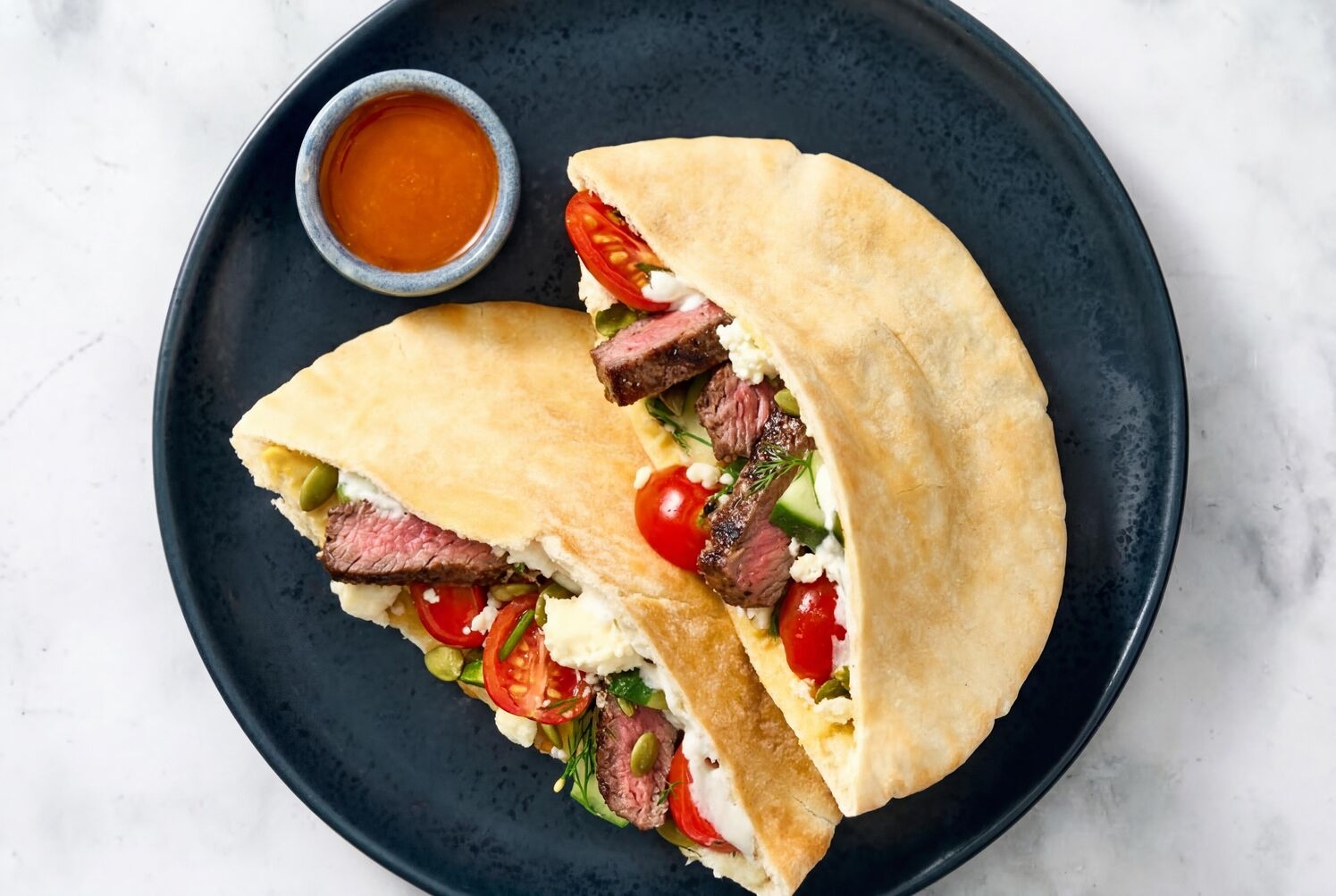 Steak & Cucumber Salad Pita Pockets