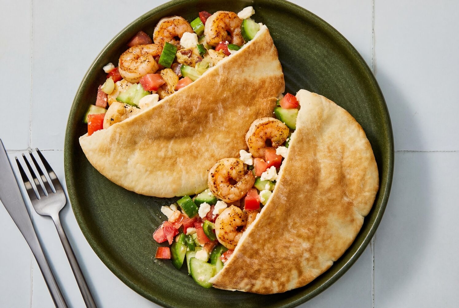 Shrimp & Greek Salad Pita Pockets
