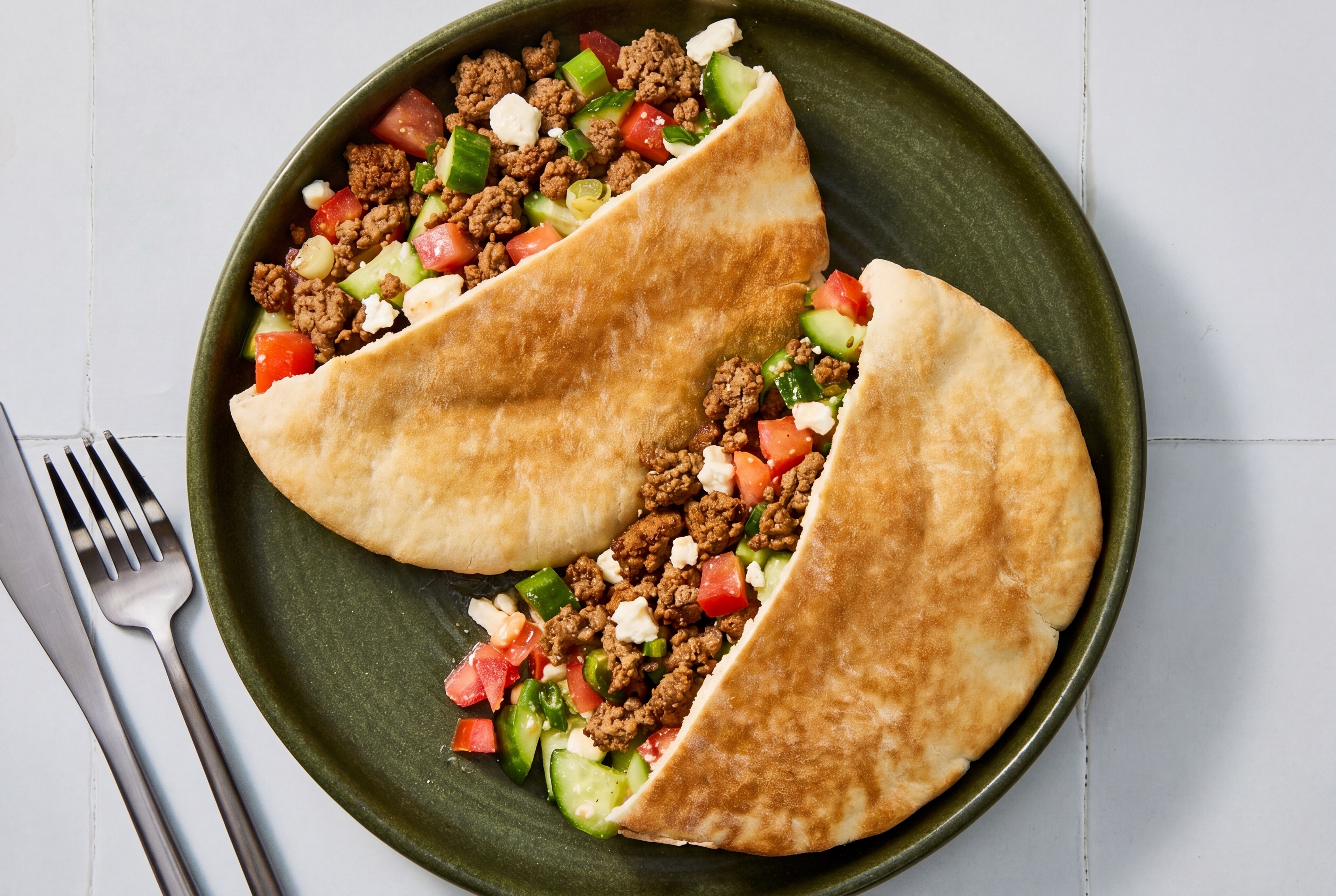 Organic Beef & Greek Salad Pita Pockets